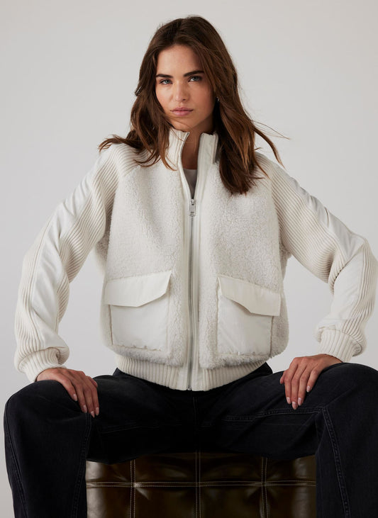 White Borg Mix Bomber Jacket