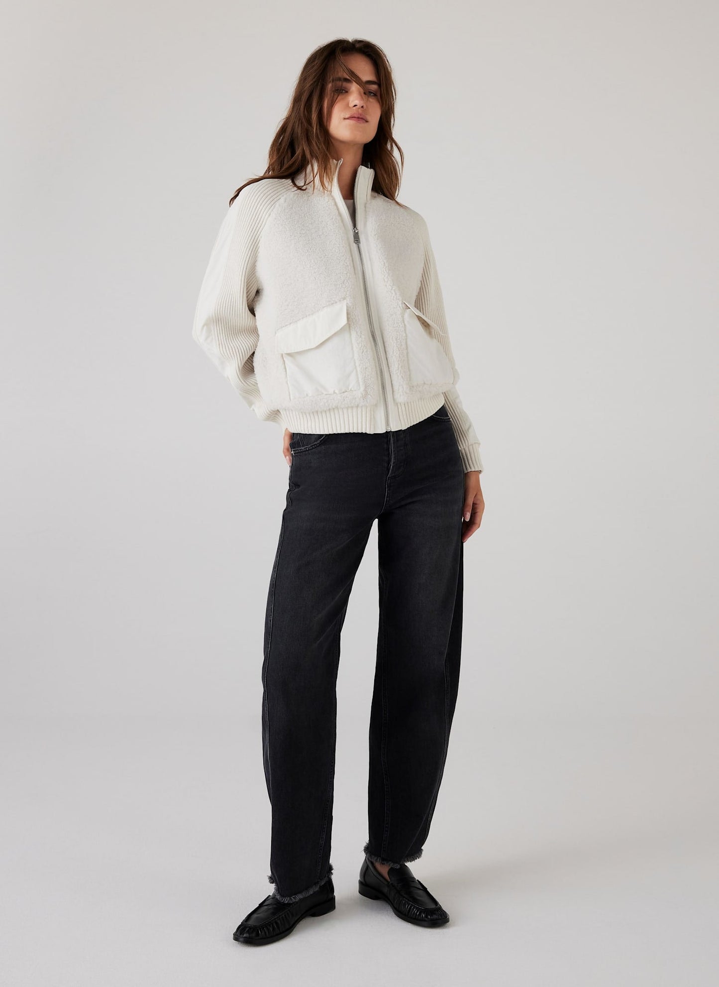 White Borg Mix Bomber Jacket