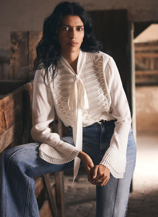 Cream Pearl Detail Blouse