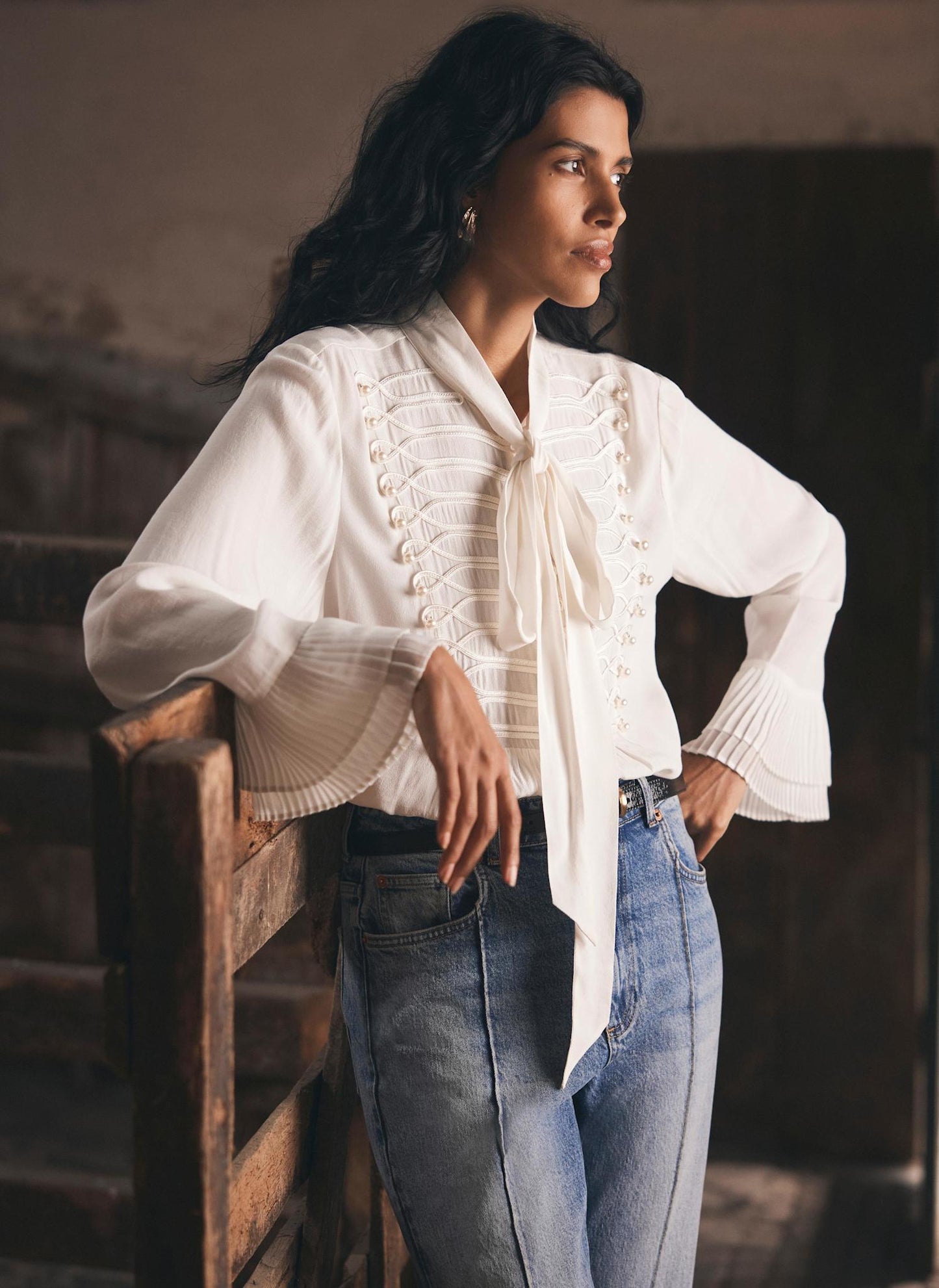 Cream Pearl Detail Blouse