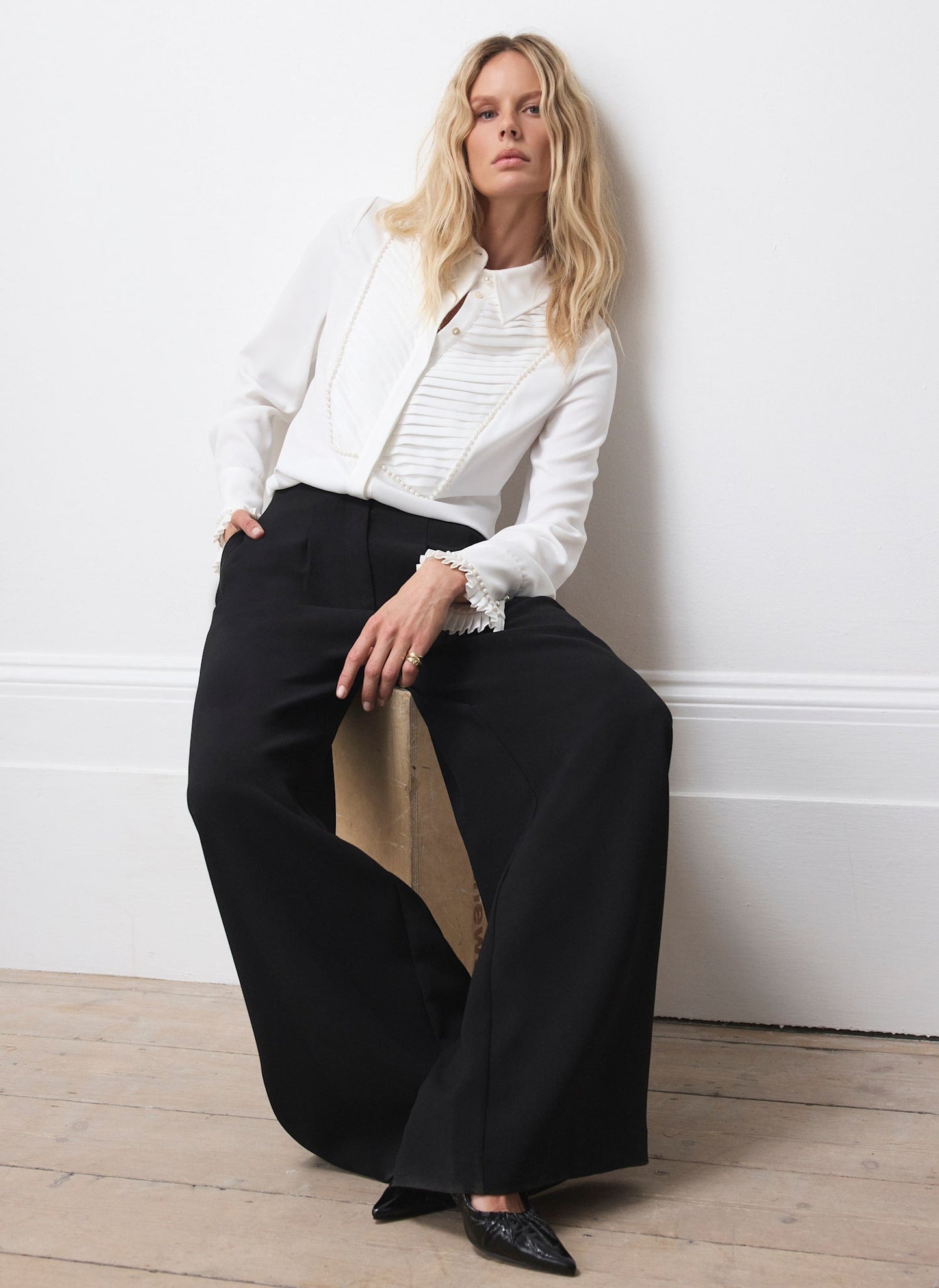 White Pearl Trim Shirt