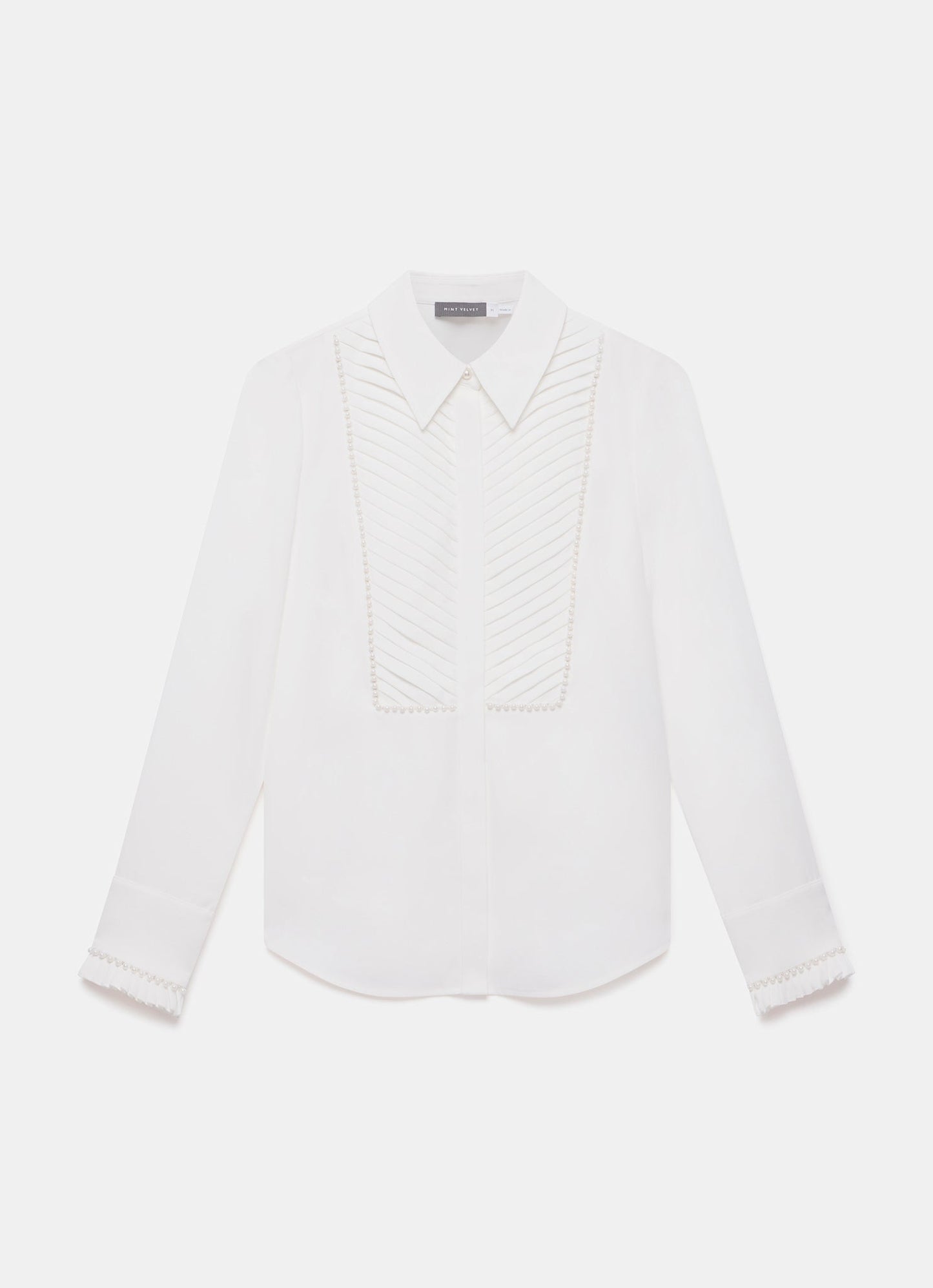 White Pearl Trim Shirt