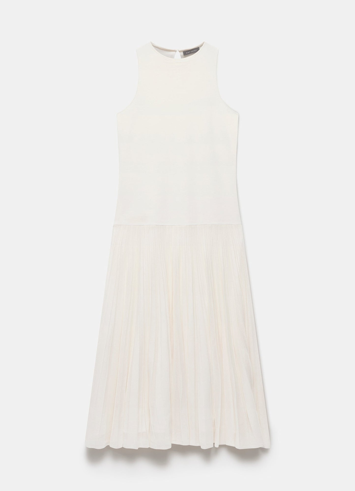 Cream Pleated Knit Maxi Dress