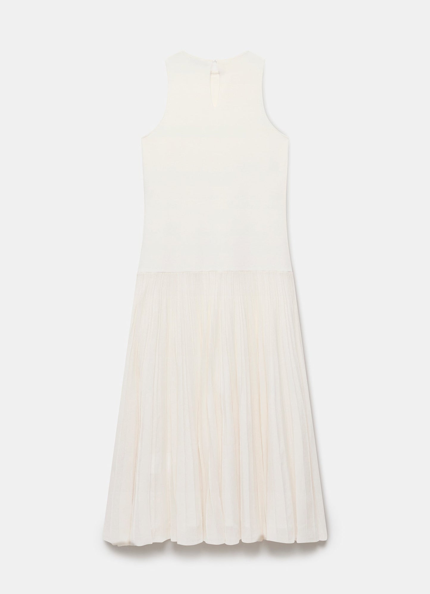 Cream Pleated Knit Maxi Dress