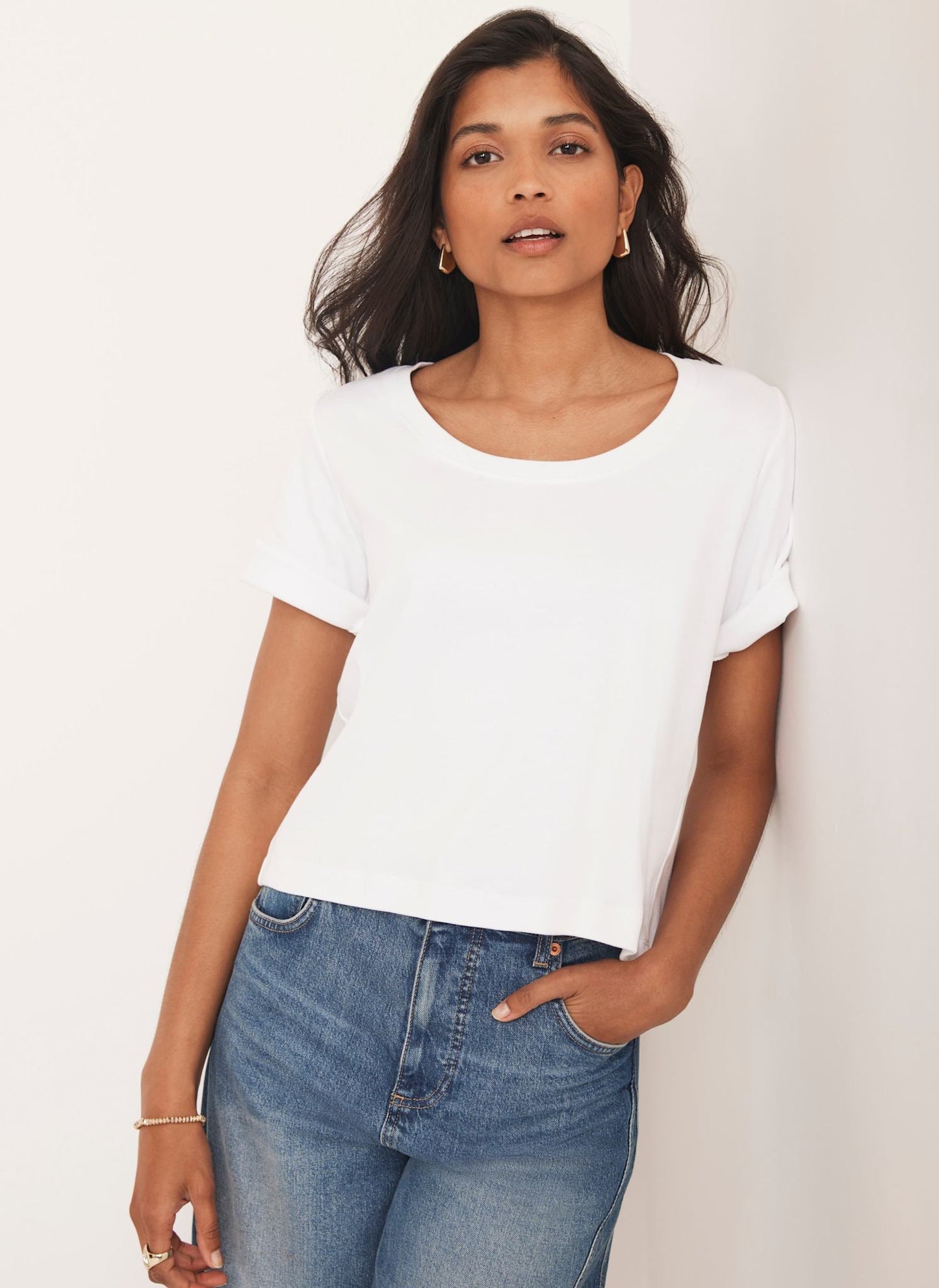 White Scoop Neck T Shirt