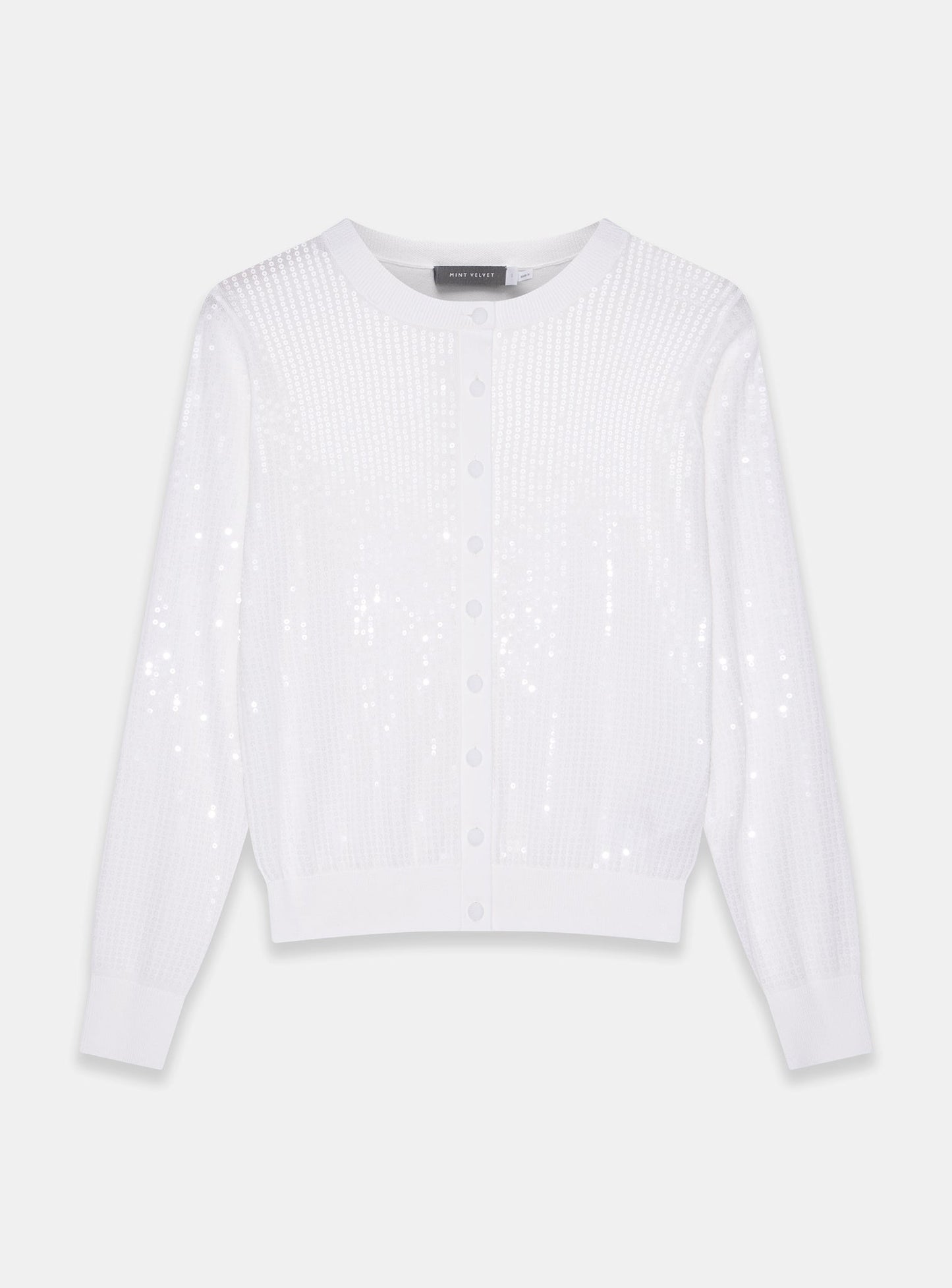 White Sequin Knit Cardigan