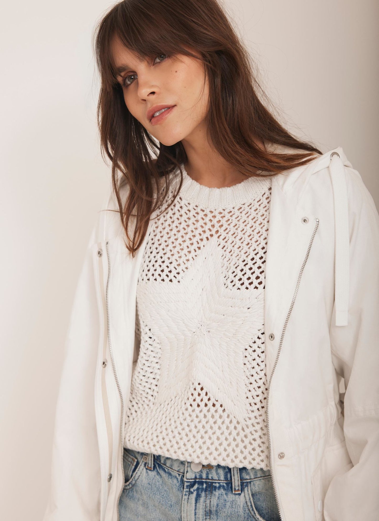 White Lightweight Hooded Parka