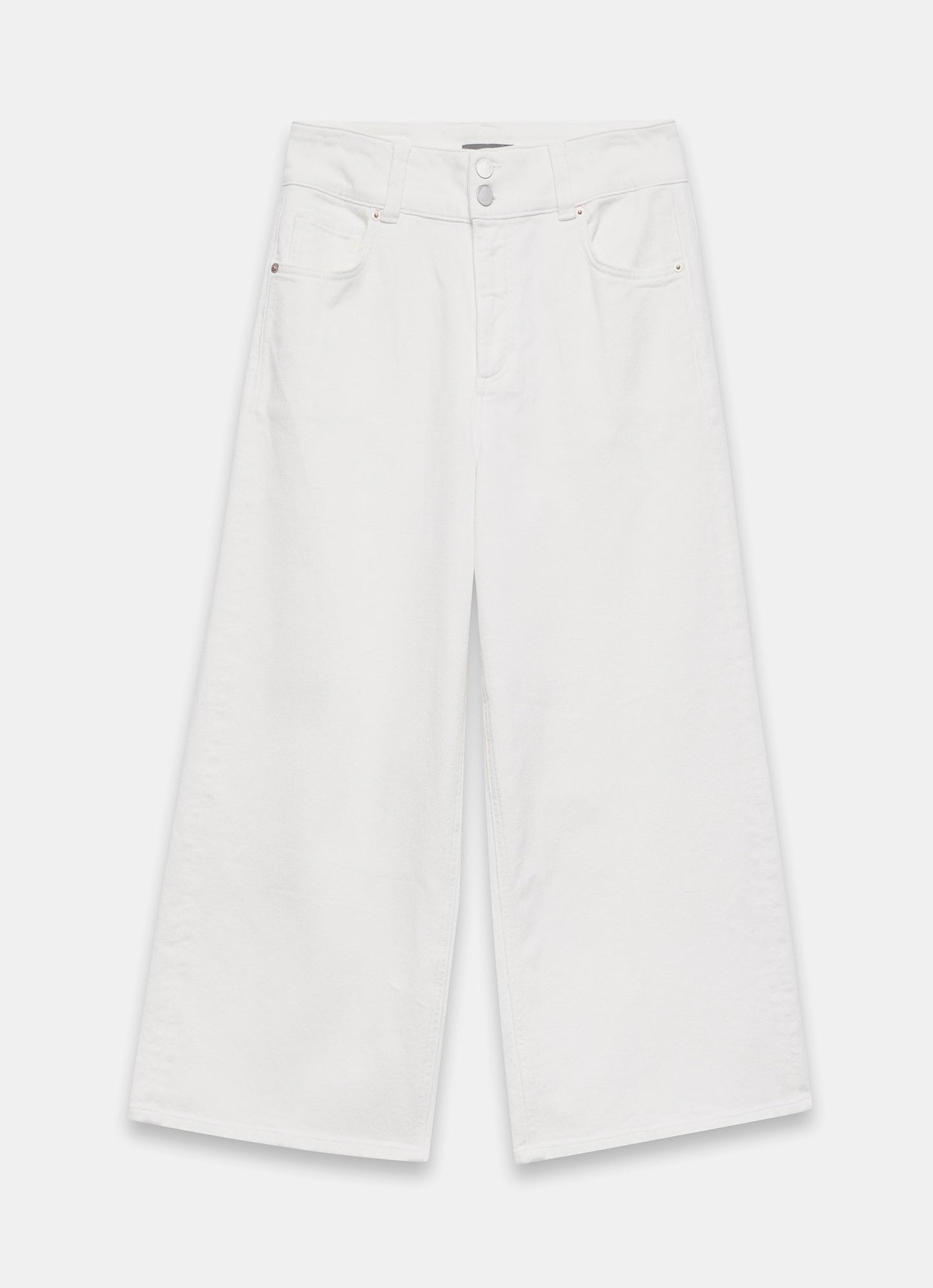 White Cropped Wide Jeans