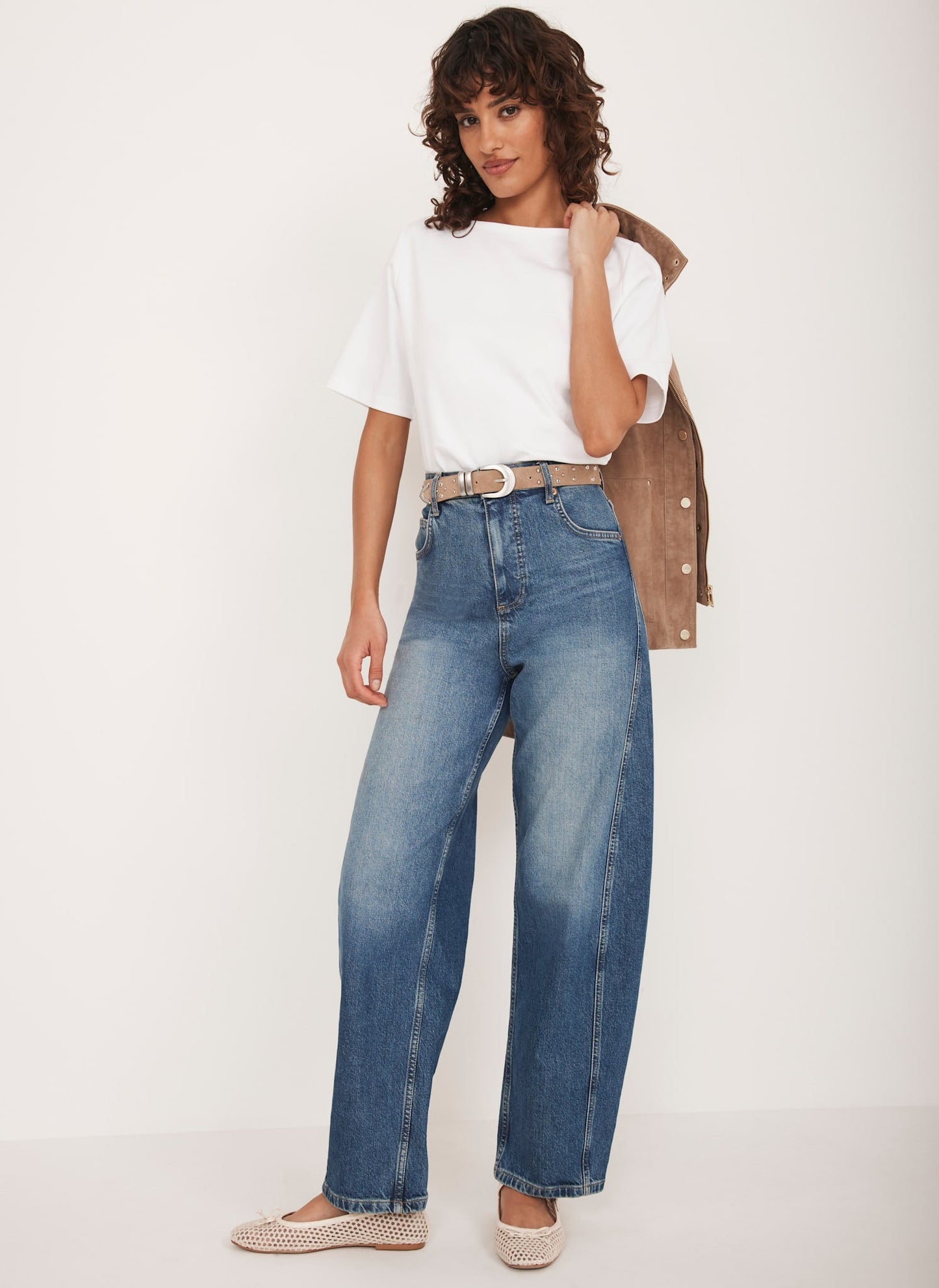 White Slash Neck T Shirt