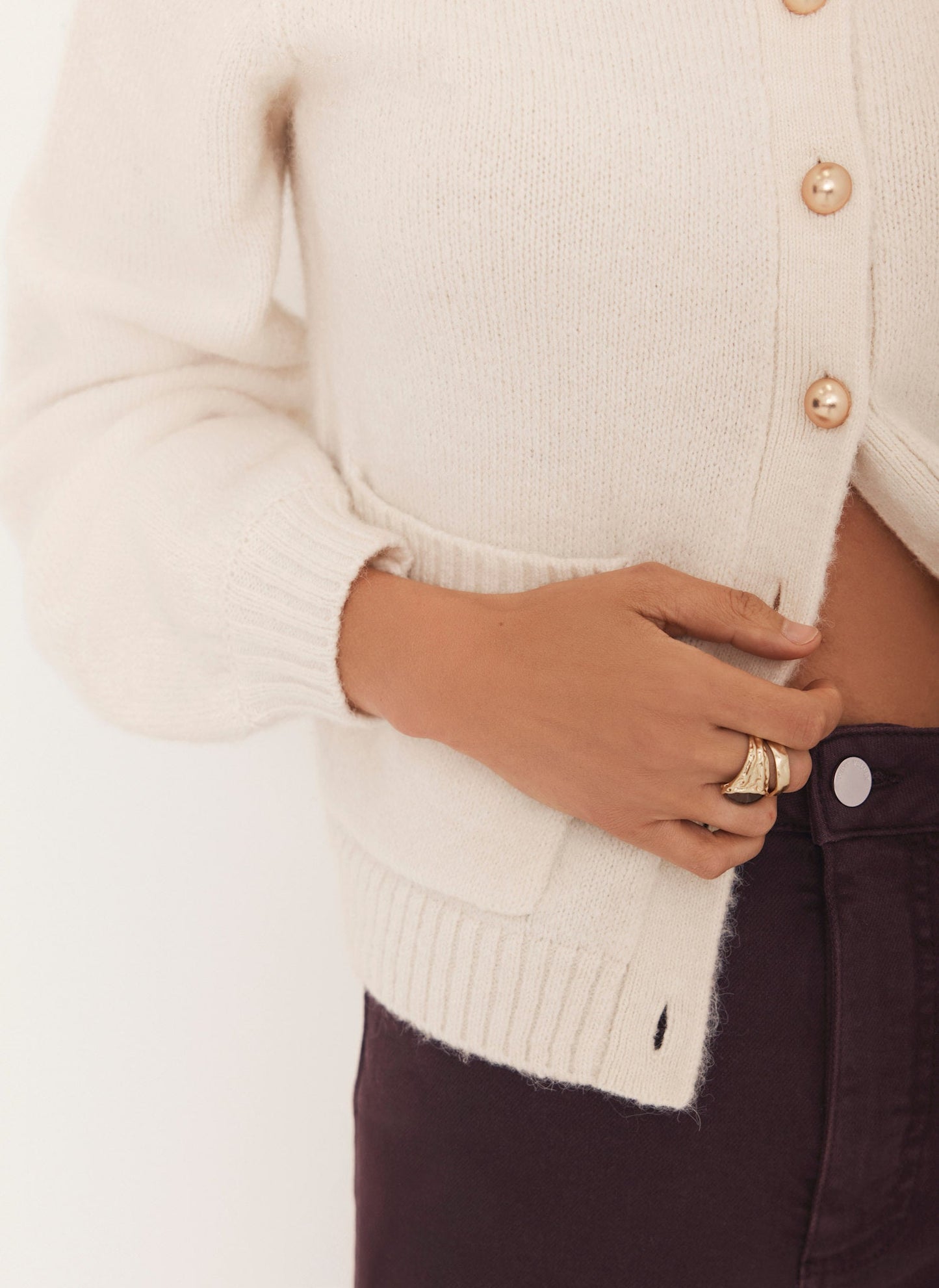 Cream Wool Blend Cardigan