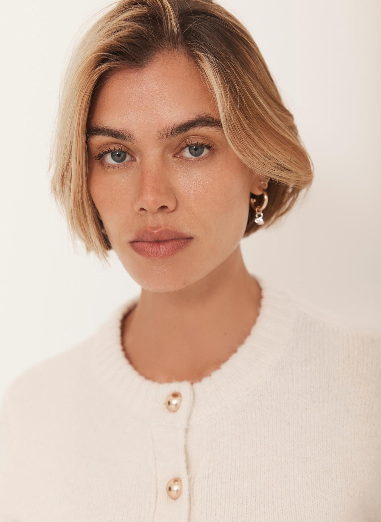 Cream Wool Blend Cardigan
