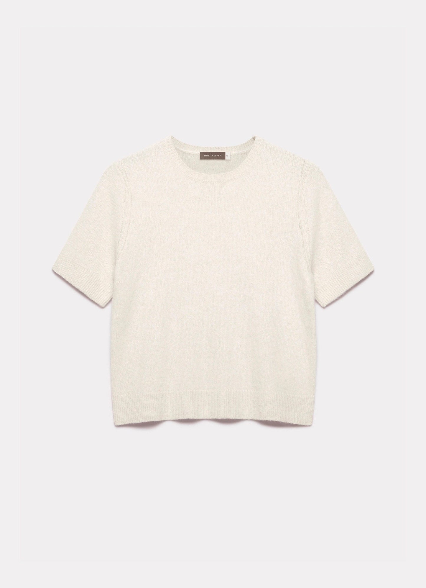 Cream Fitted Knit Tee