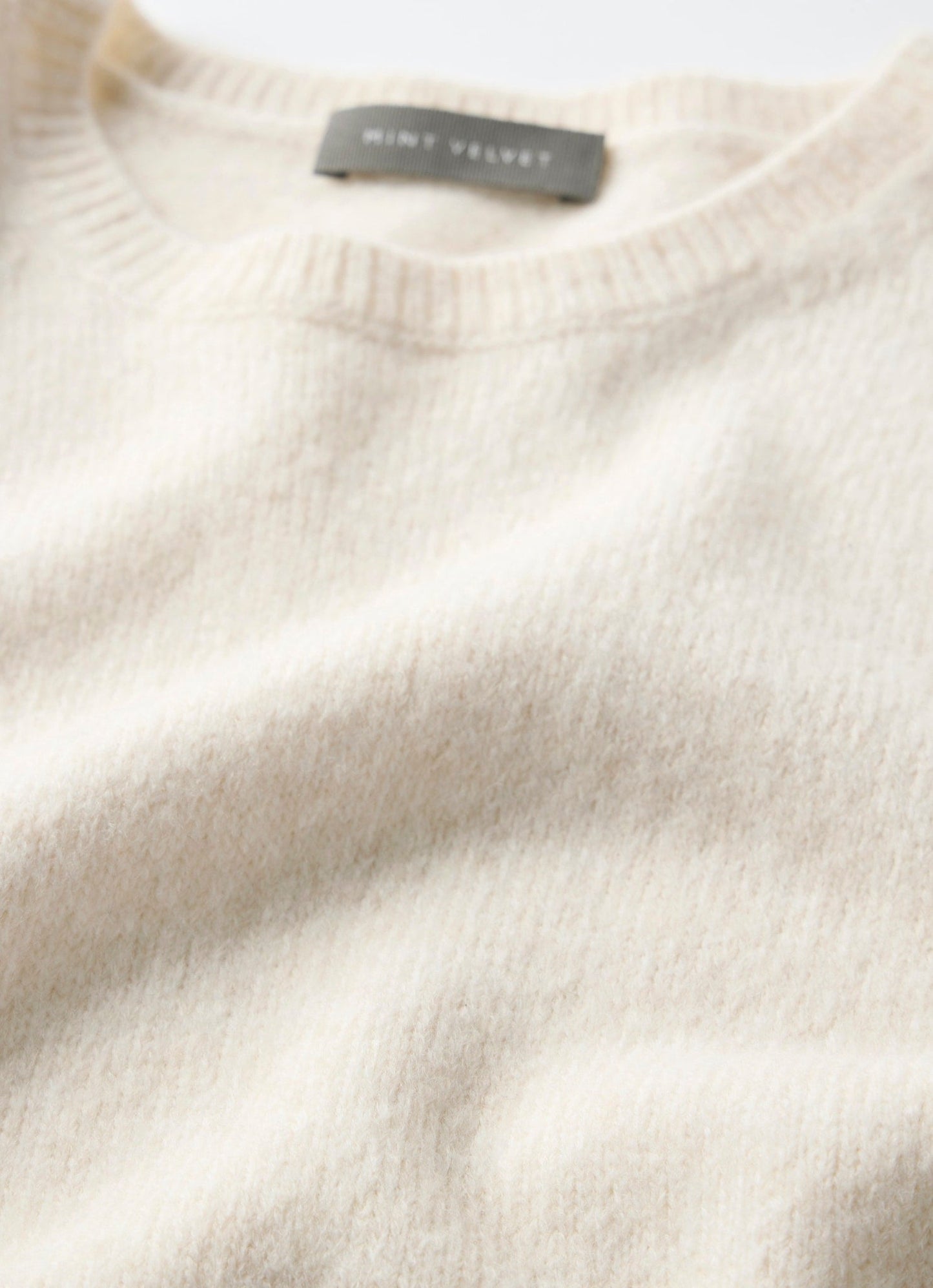 Cream Fitted Knit Tee