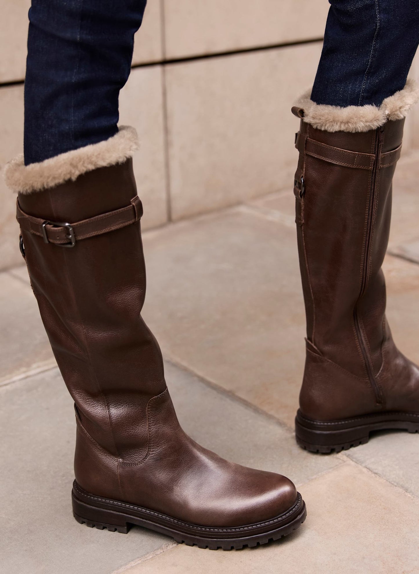 Kara Brown Leather Faux Fur Boots