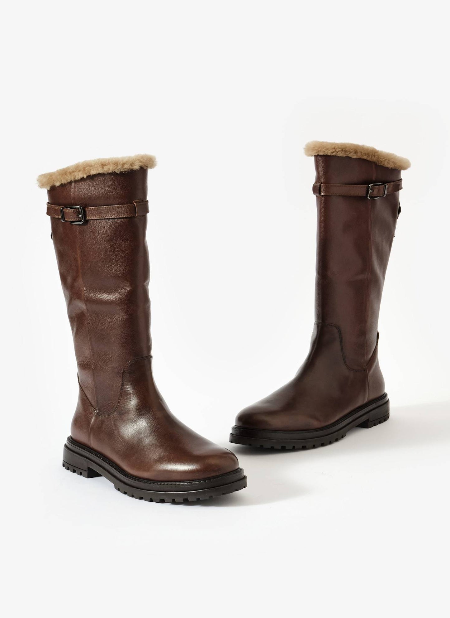 Kara Brown Leather Faux Fur Boots