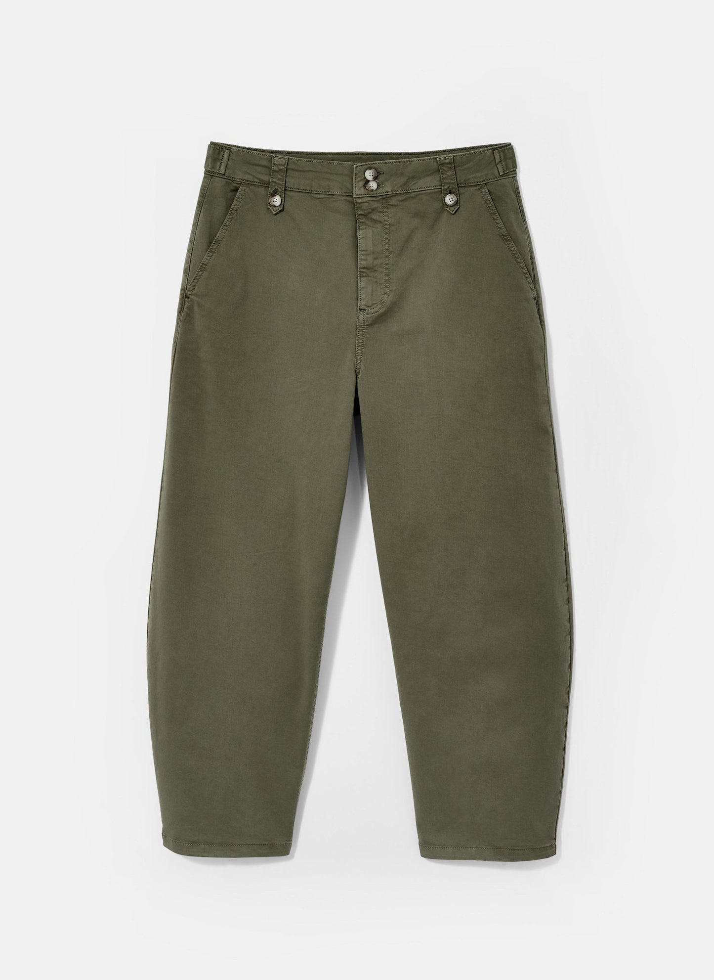 Khaki Barrel Chino Trousers