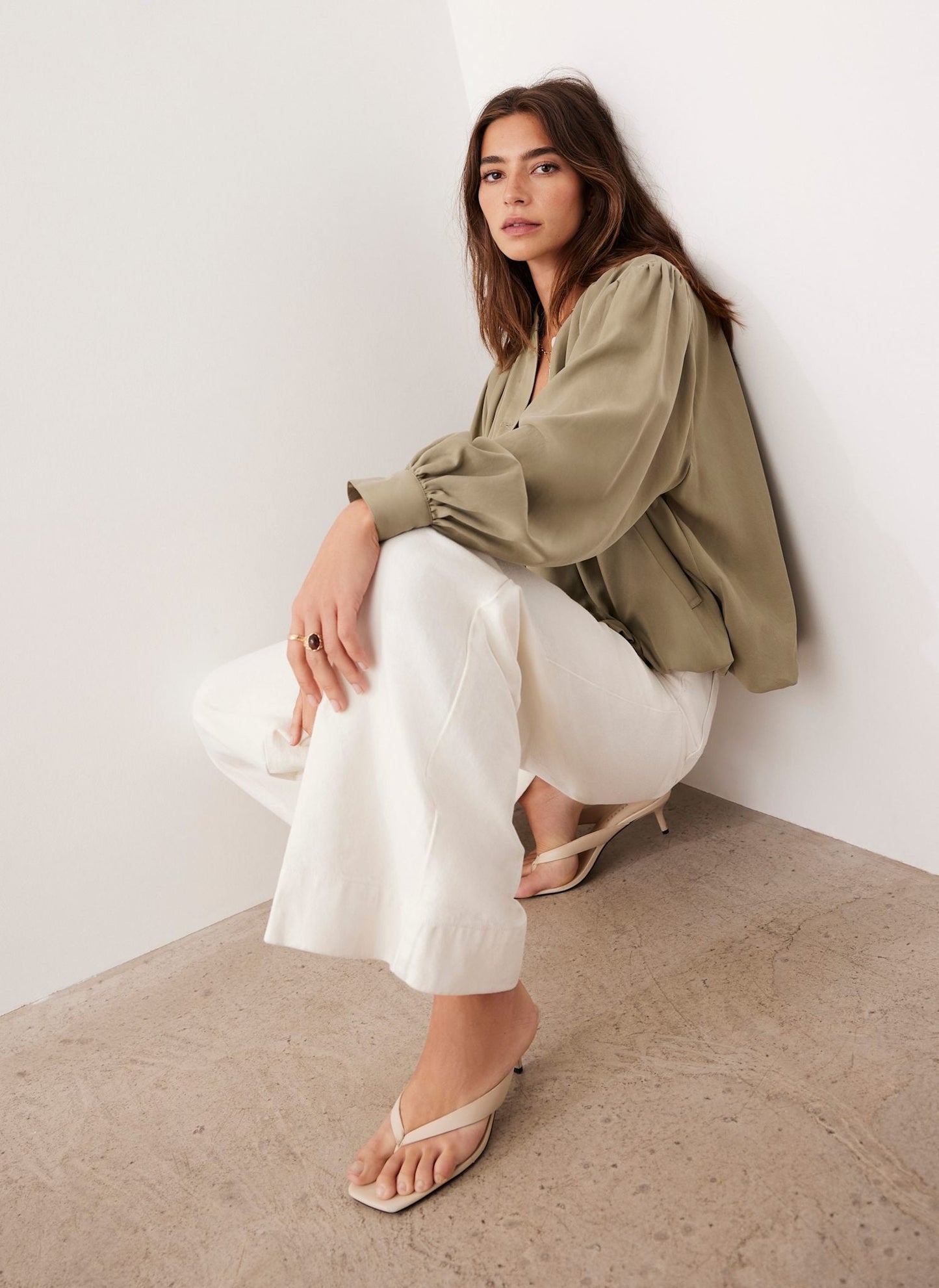 Khaki Bubble Hem Jacket
