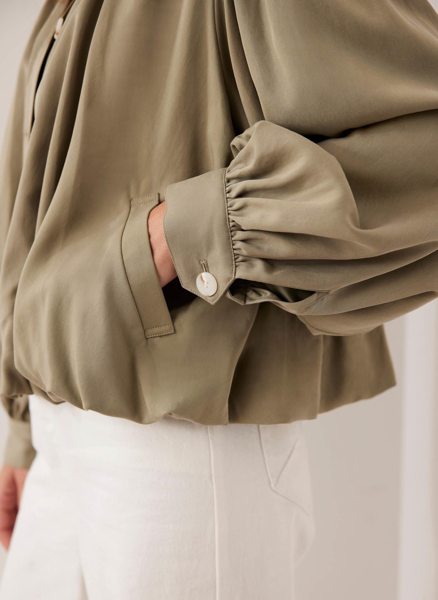 Khaki Bubble Hem Jacket