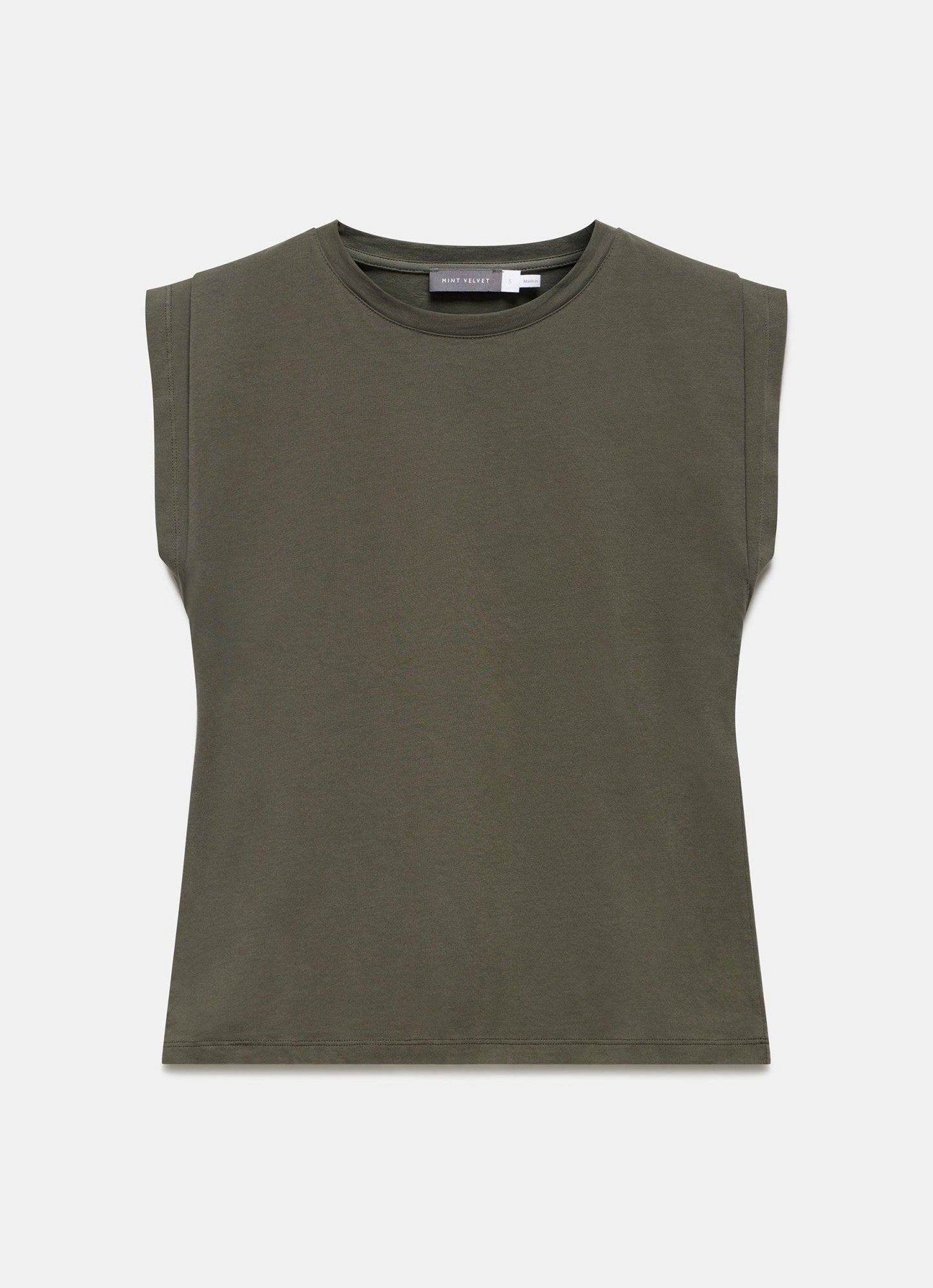 Khaki Cotton Extended Shoulder T-Shirt
