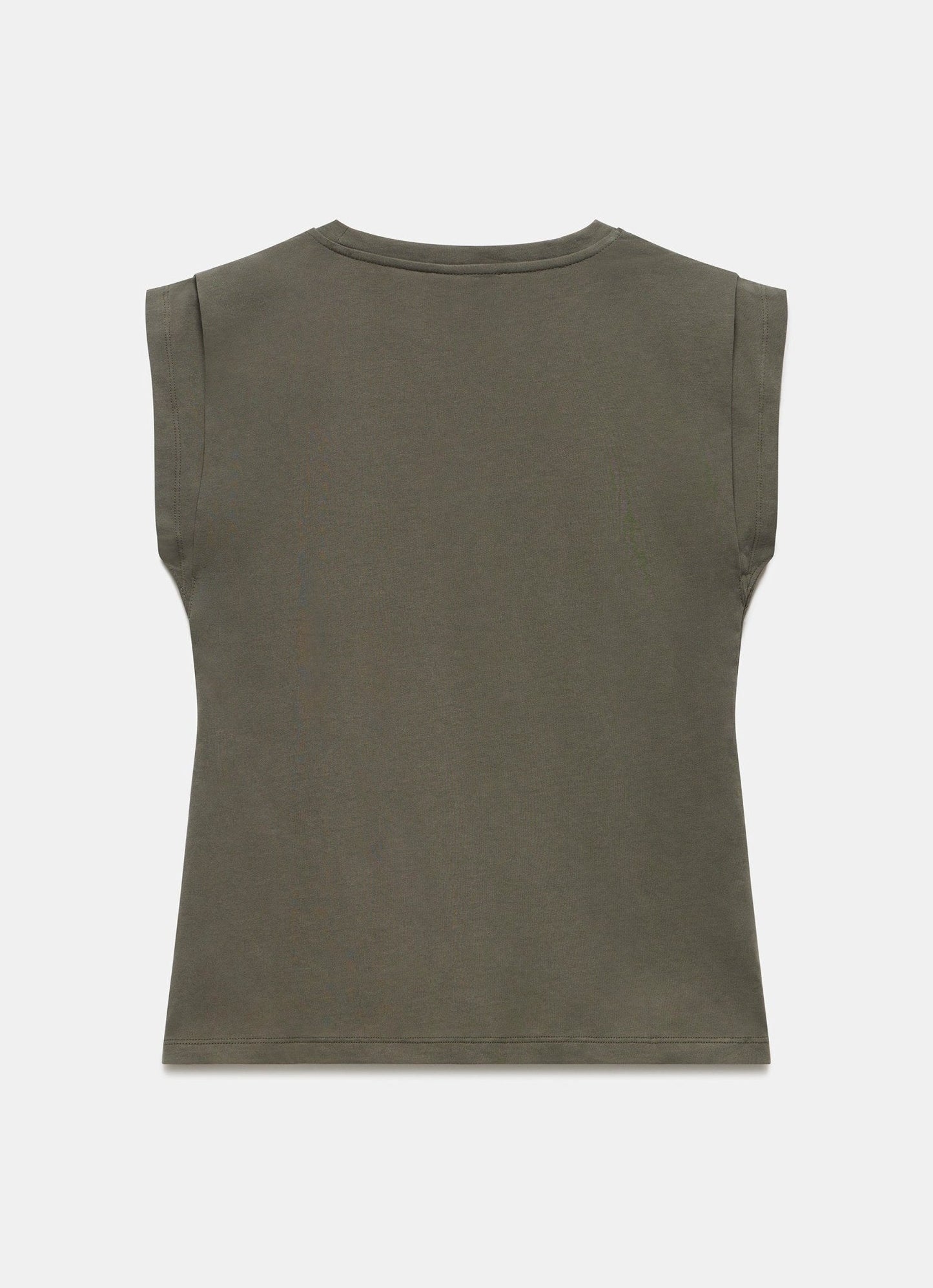 Khaki Cotton Extended Shoulder T-Shirt
