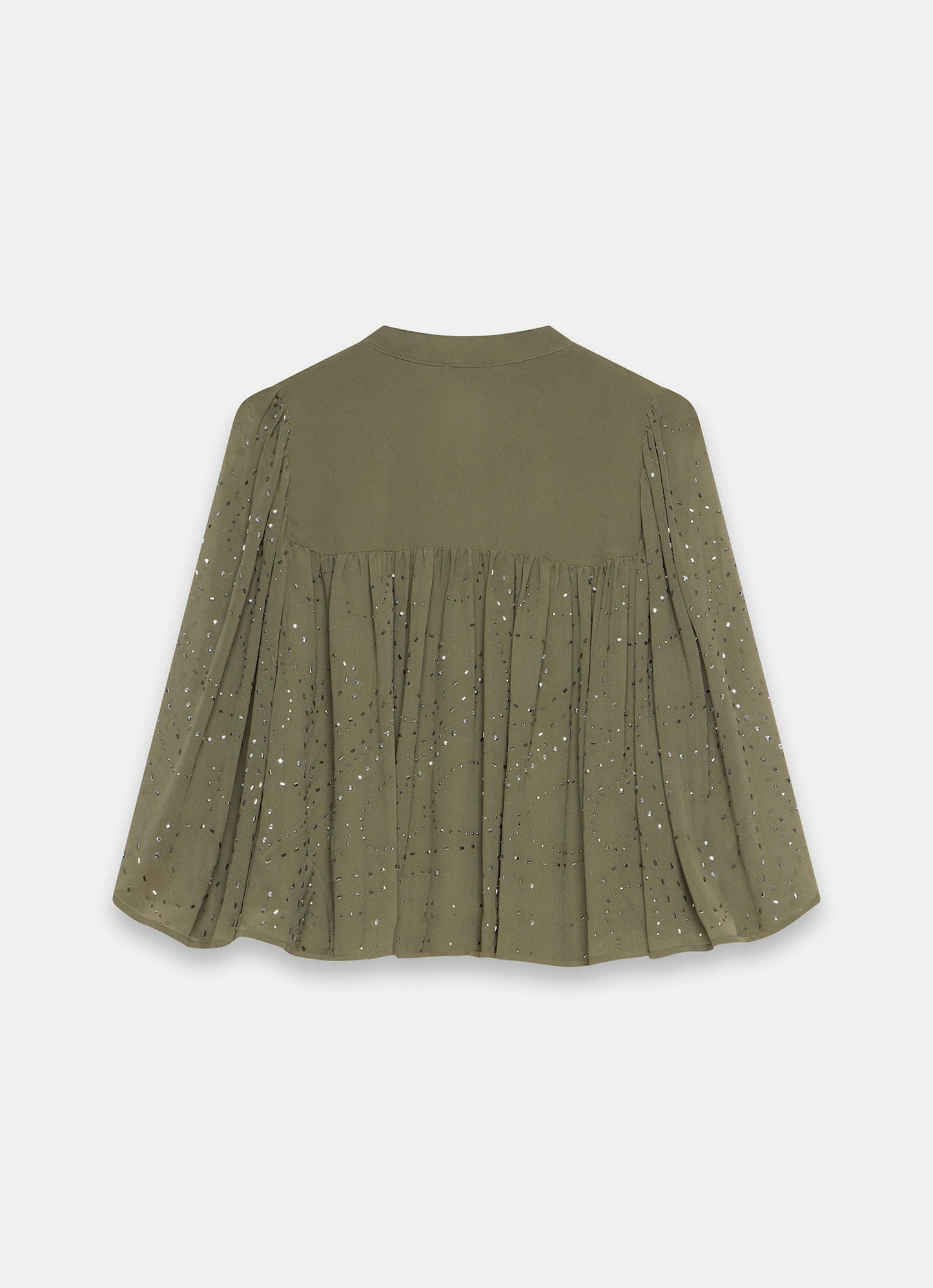 Khaki Embellished Cape Top