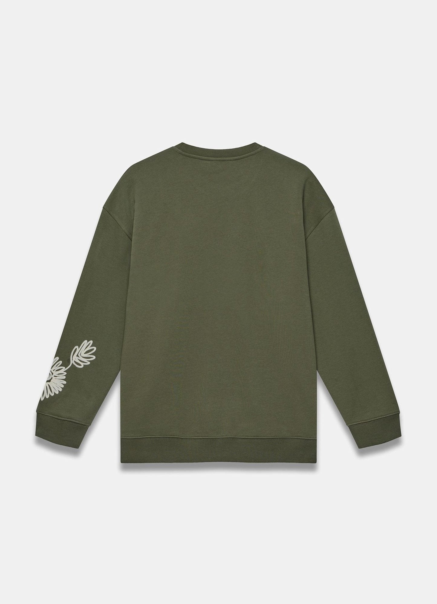Khaki Cotton Blend Flower Sweatshirt