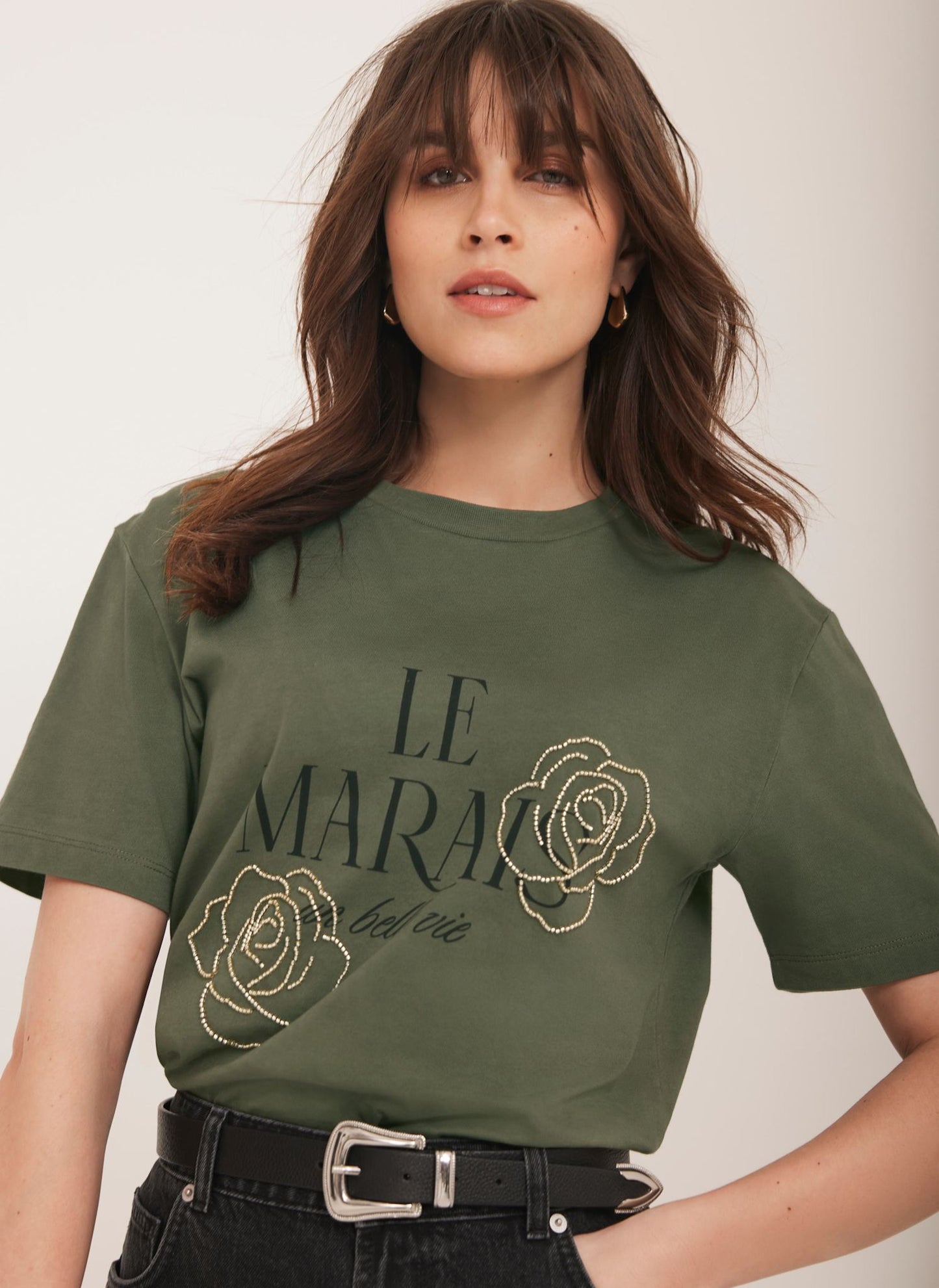 Khaki Graphic Slogan T-Shirt