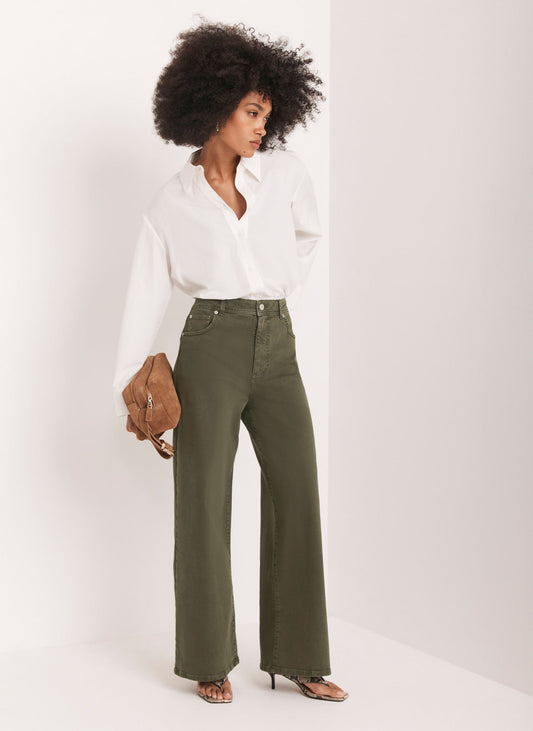 Khaki Wide Leg Jeans