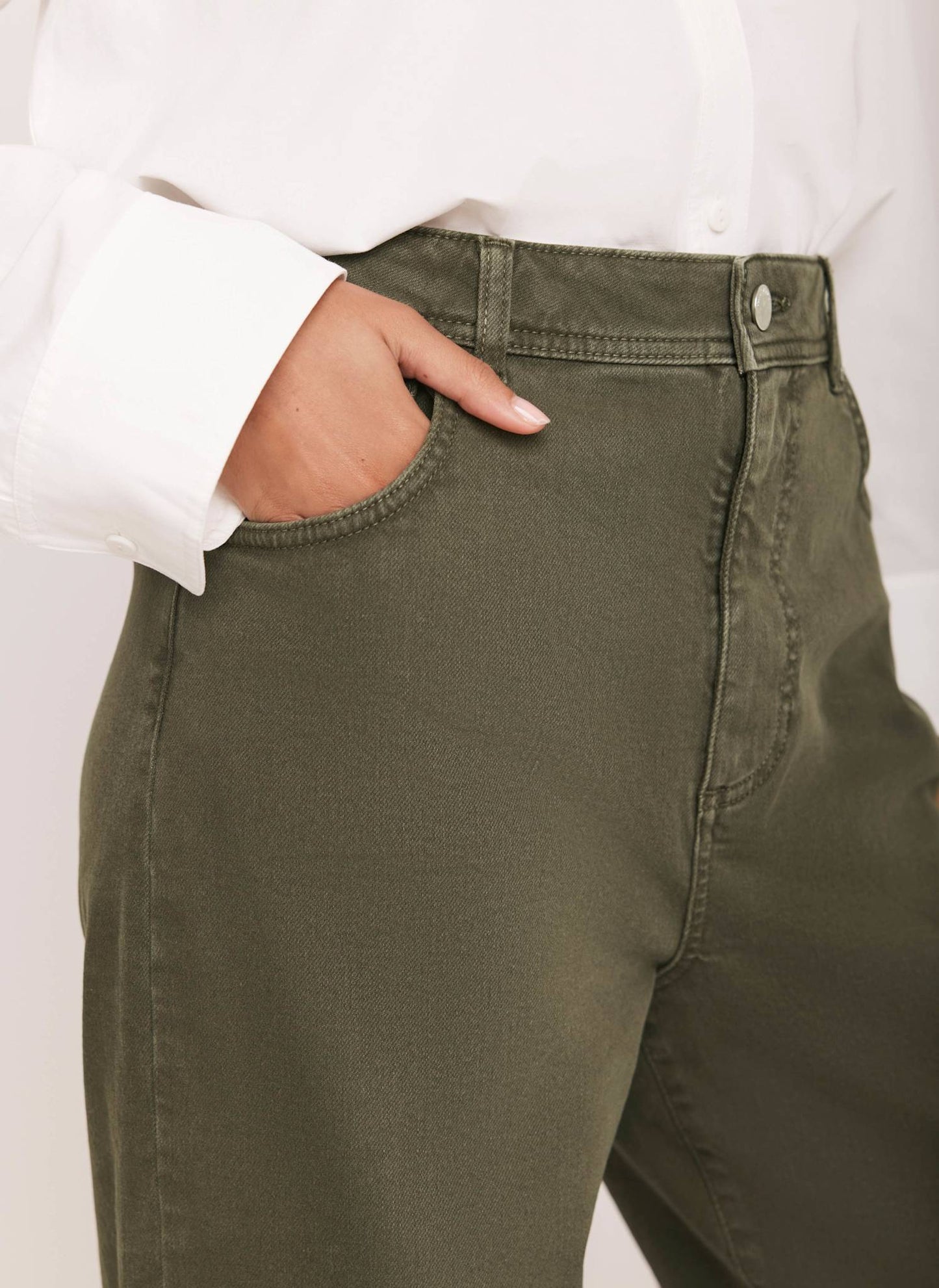 Khaki Wide Leg Jeans