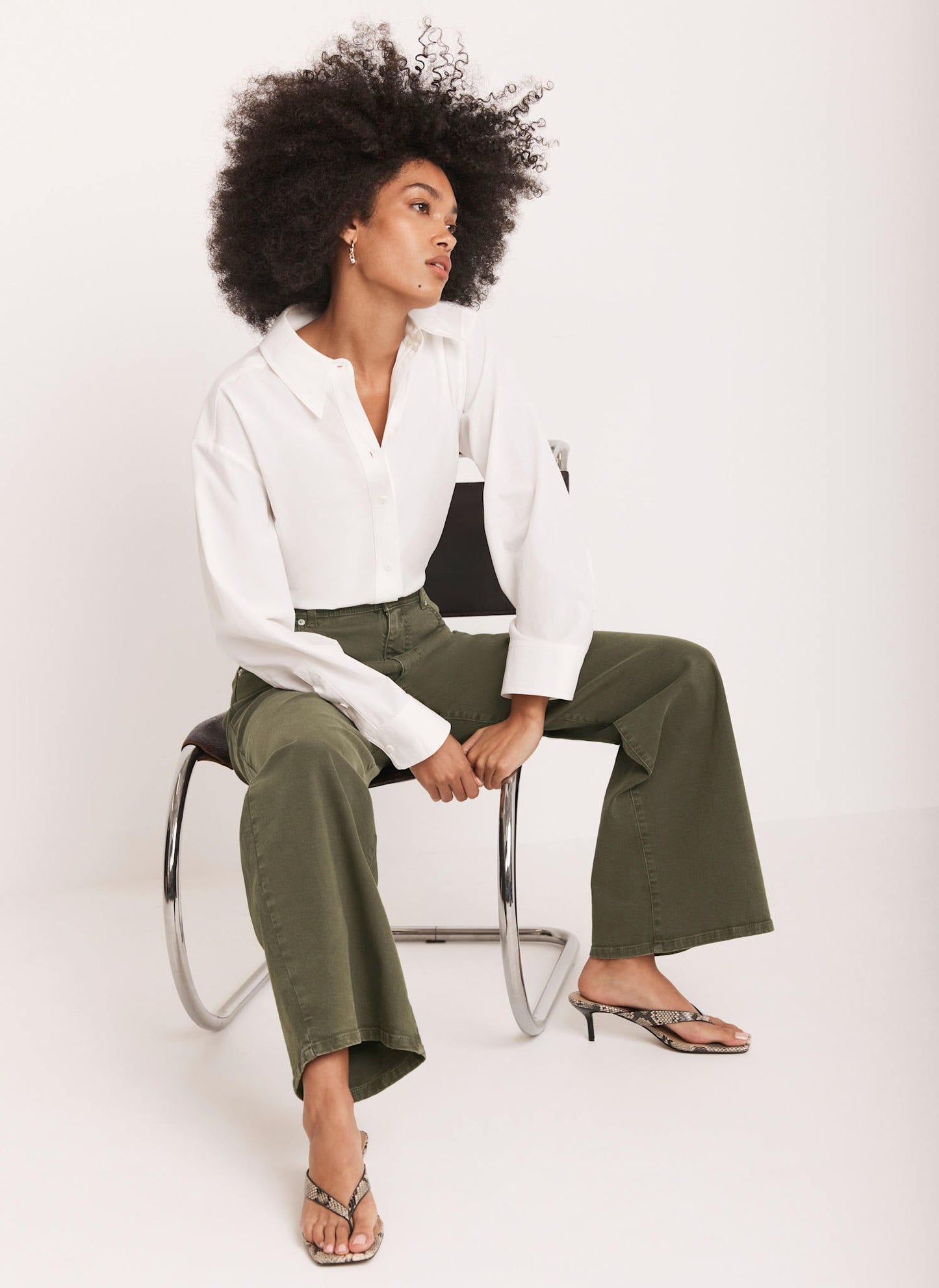 Khaki Wide Leg Jeans