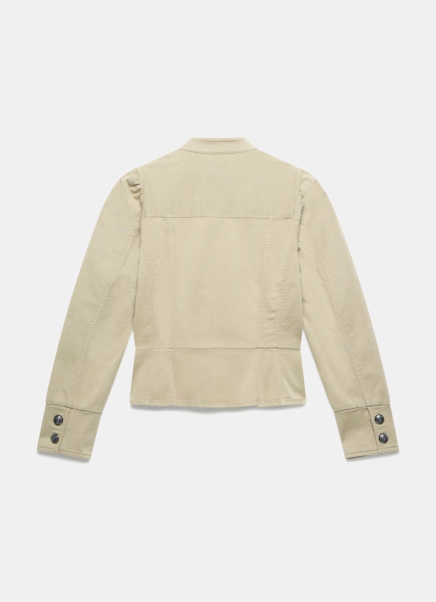 Khaki Puff Sleeve Peplum Jacket