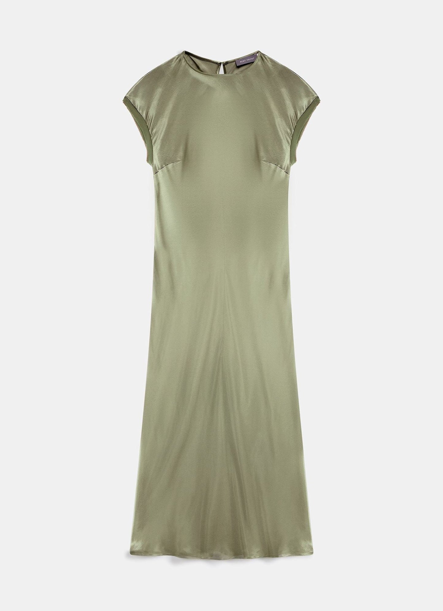 Khaki Satin Midi Dress