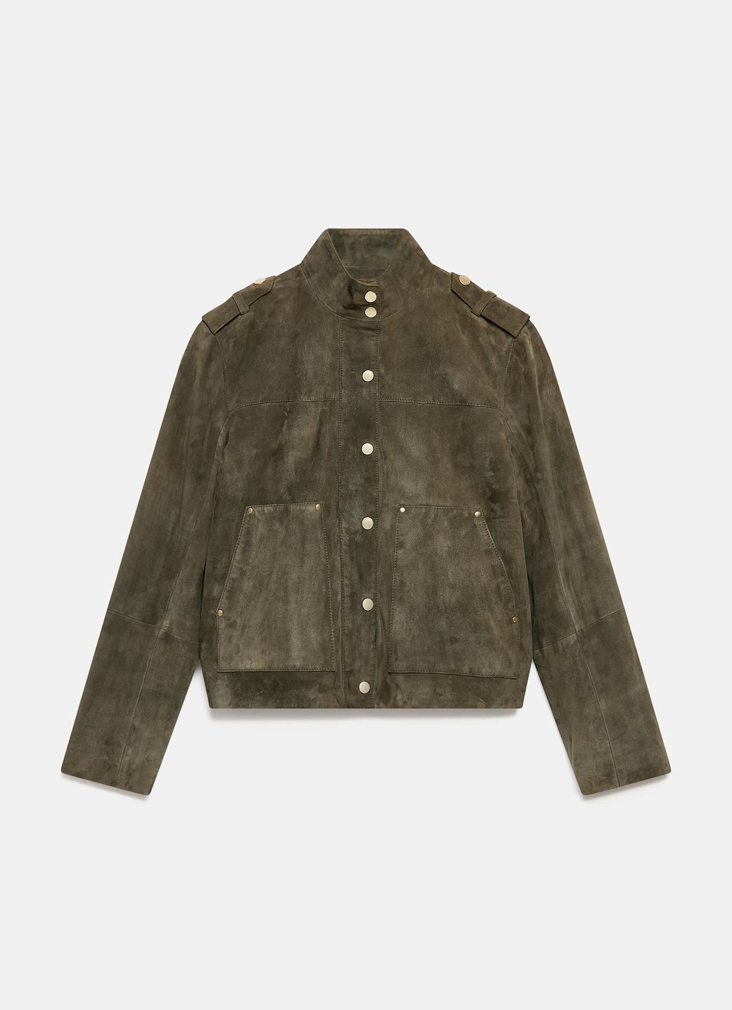 Khaki Suede Bomber Jacket
