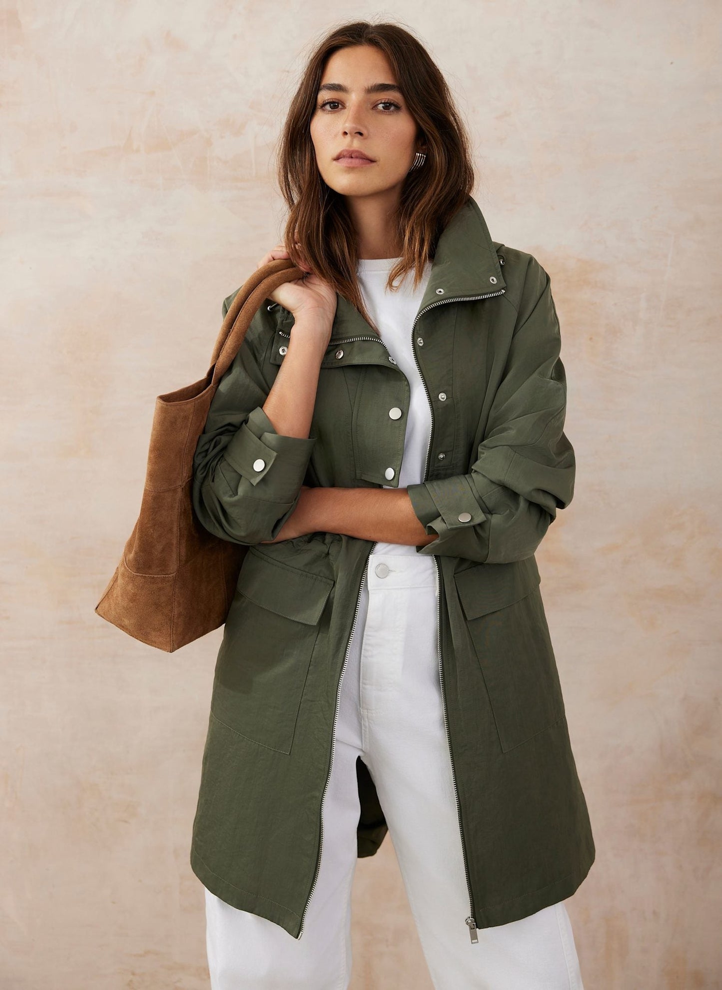 Khaki Utility Parka Coat