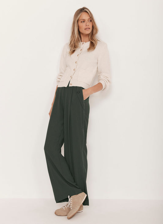 Green Tailored Wide Trousers