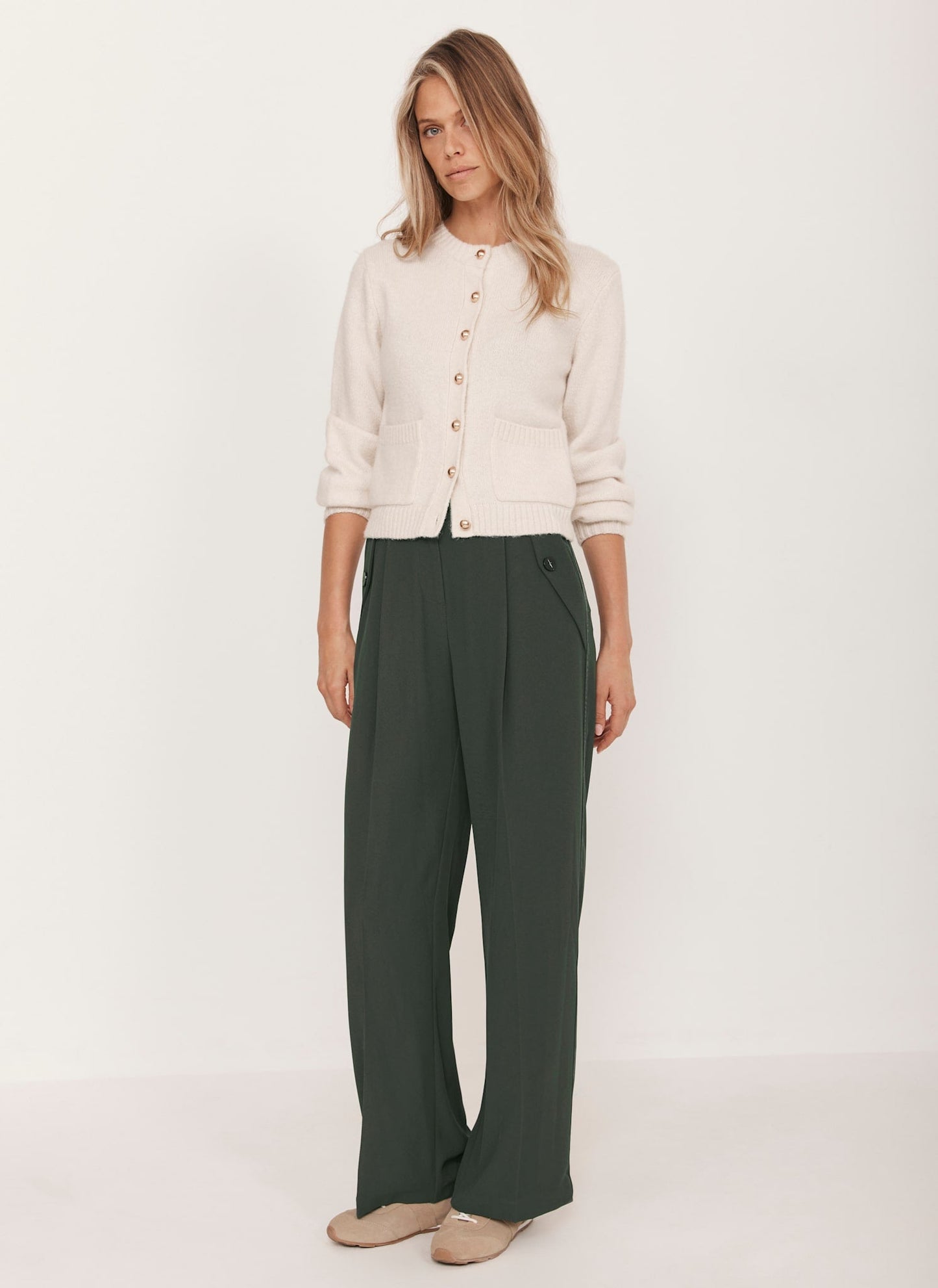 Green Tailored Wide Trousers