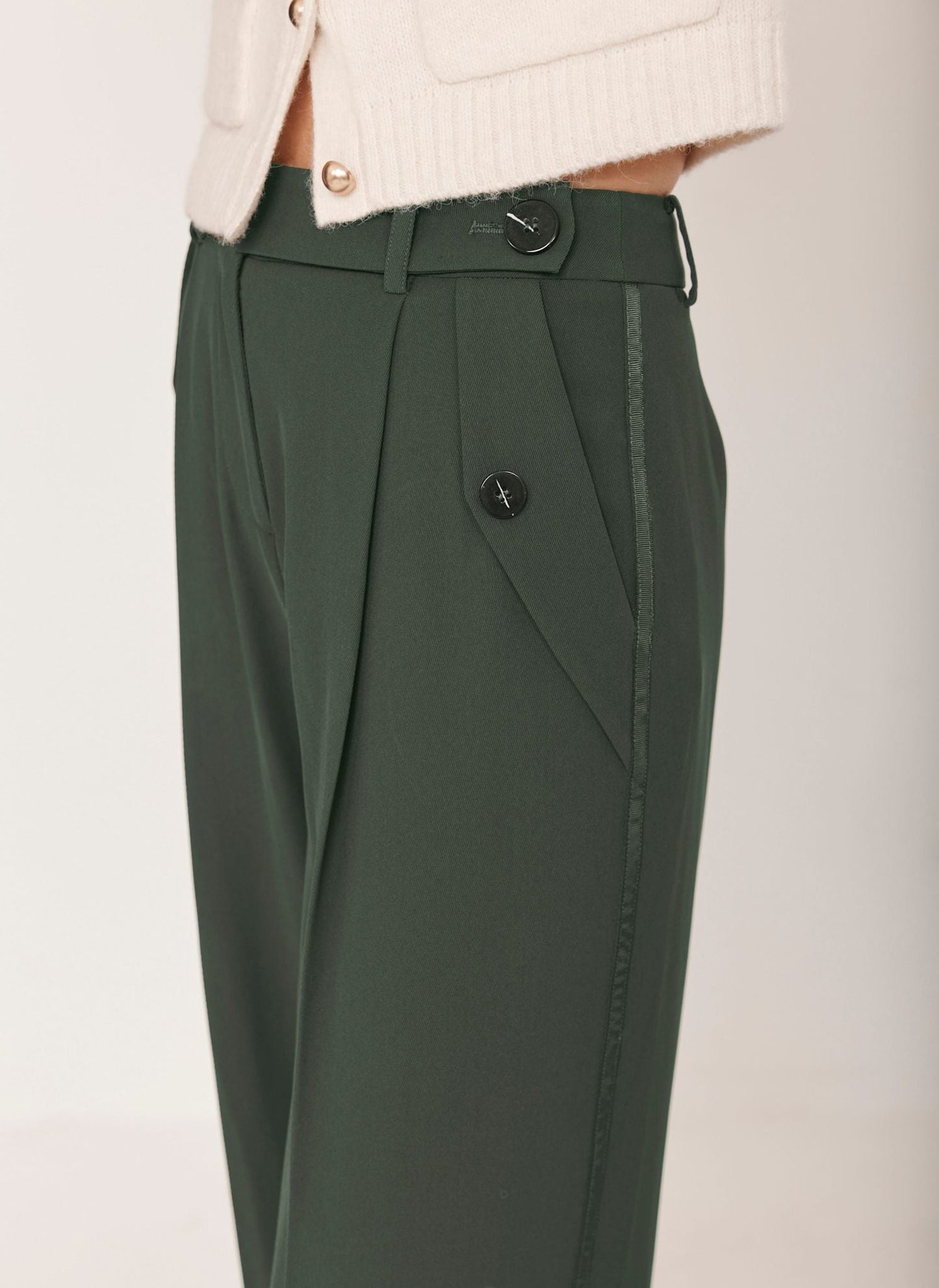 Green Tailored Wide Trousers