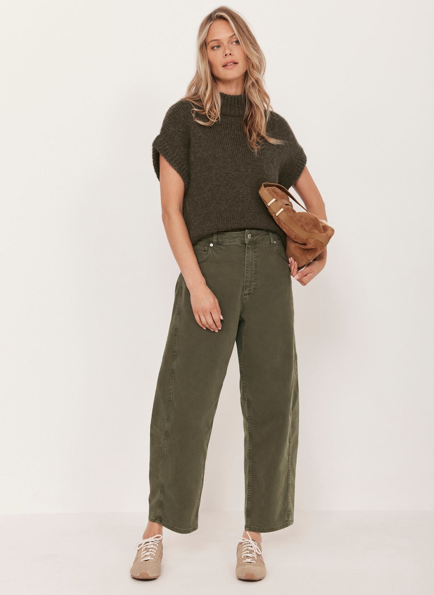 Khaki Wool Blend Knit Top
