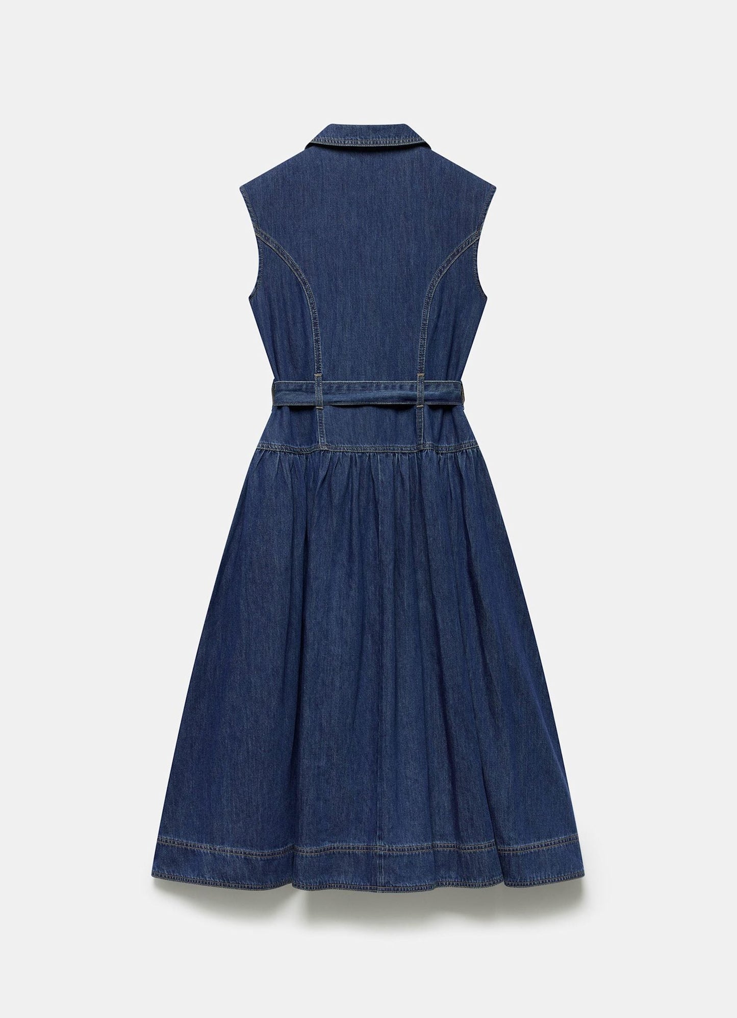 Dark Indigo Drop Waist Collared Denim Dress