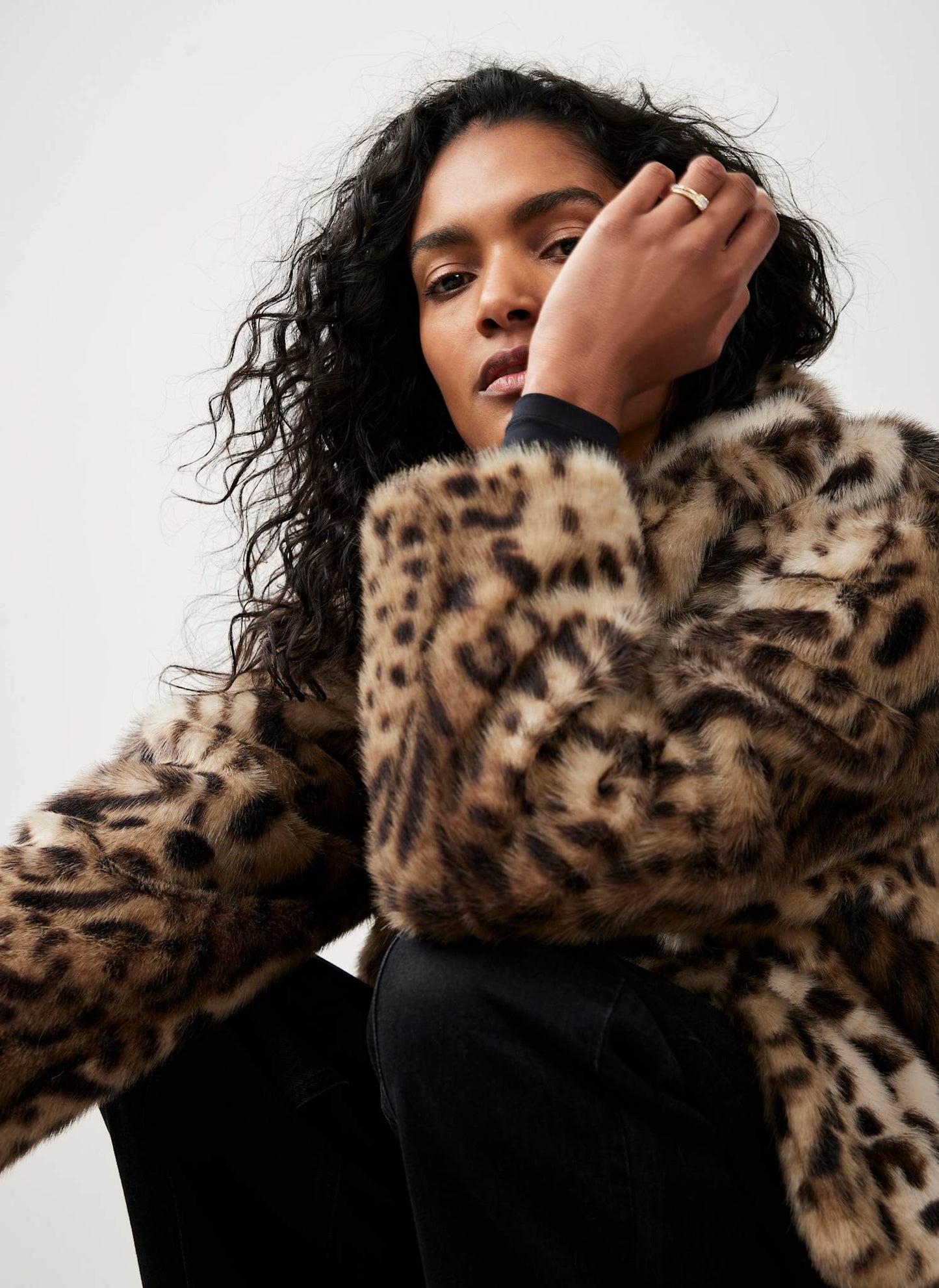 Leopard Print Faux Fur Jacket