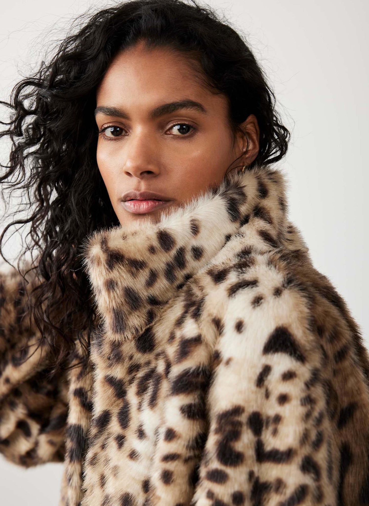 Leopard Print Faux Fur Jacket