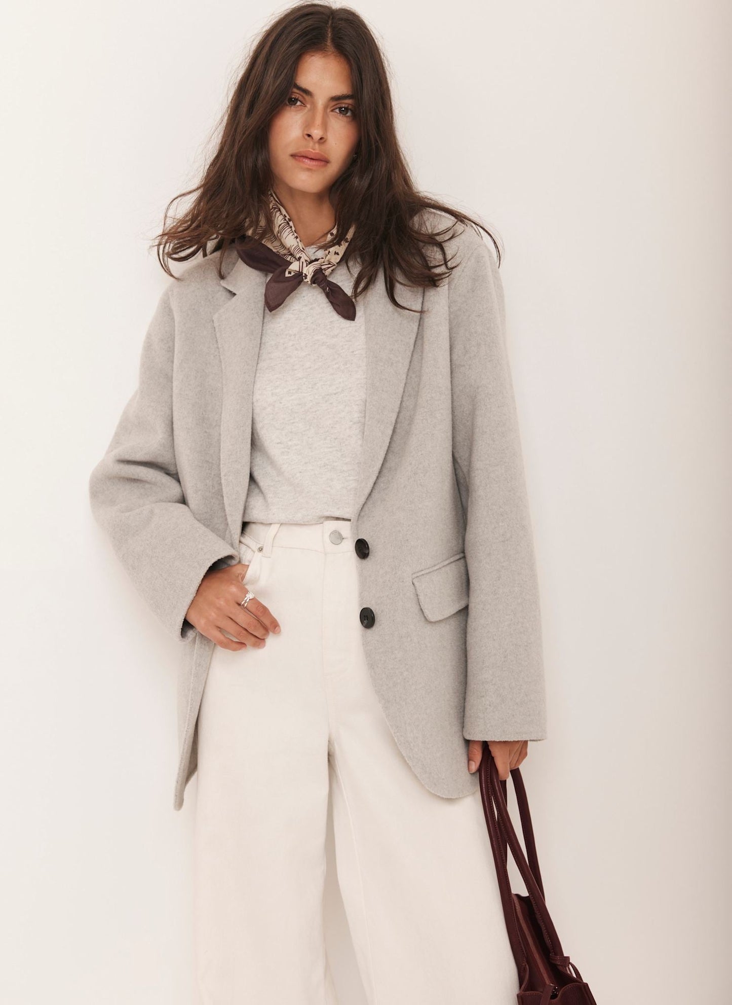 Light Grey Wool Blend Hand Finished Blazer