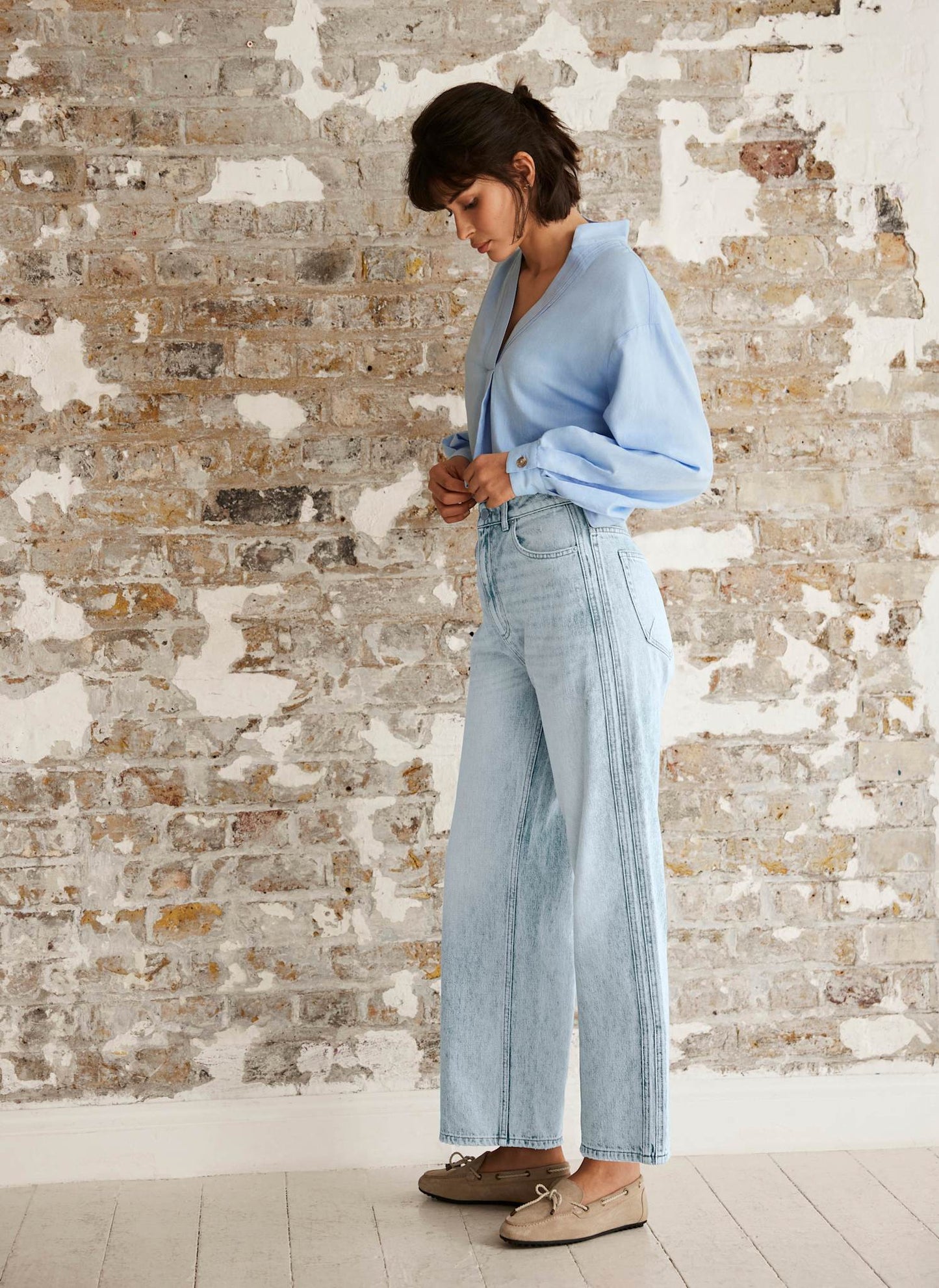 Light Indigo Relaxed Tapered Boyfriend Jeans