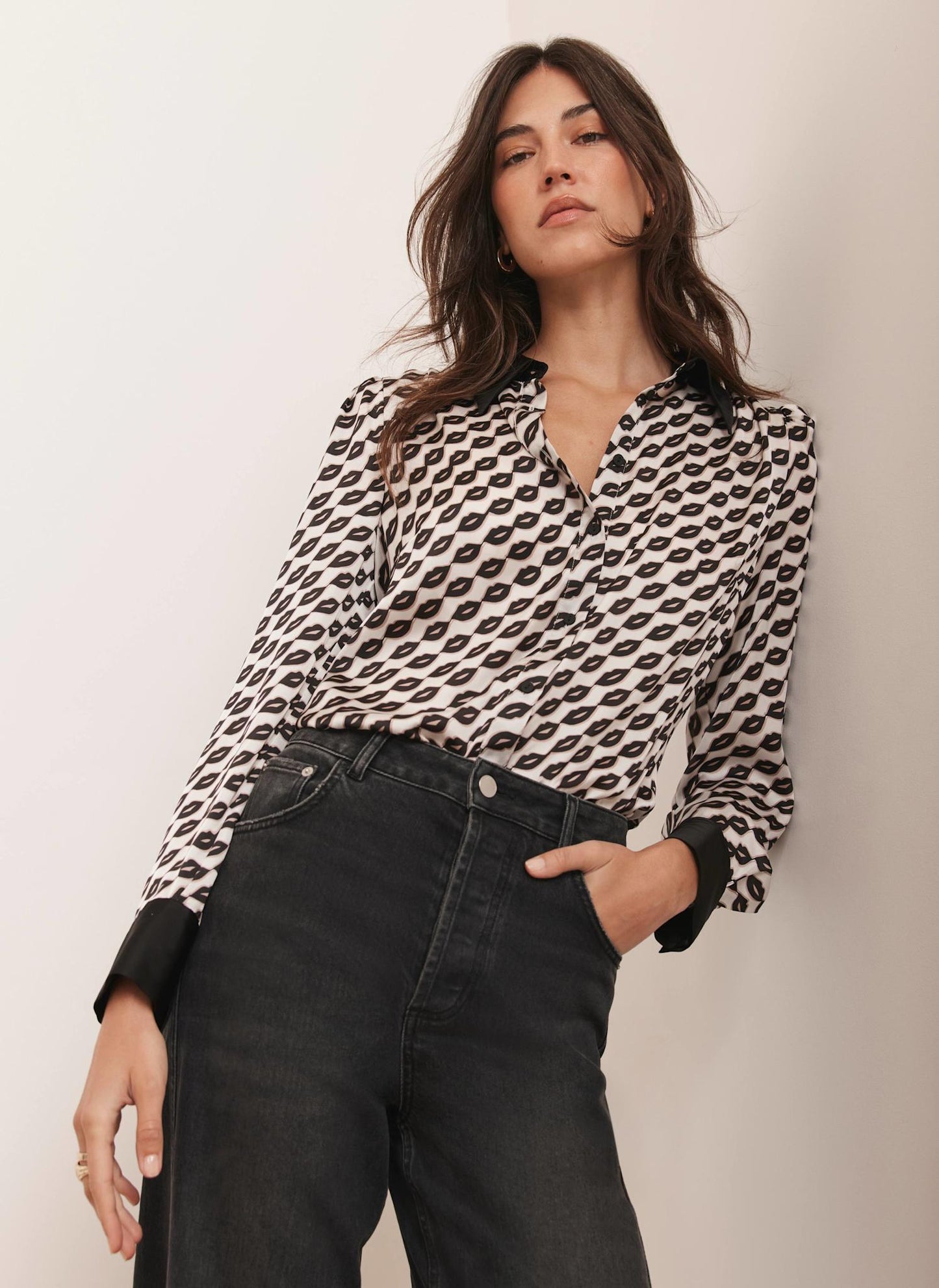 Black Lip Print Shirt