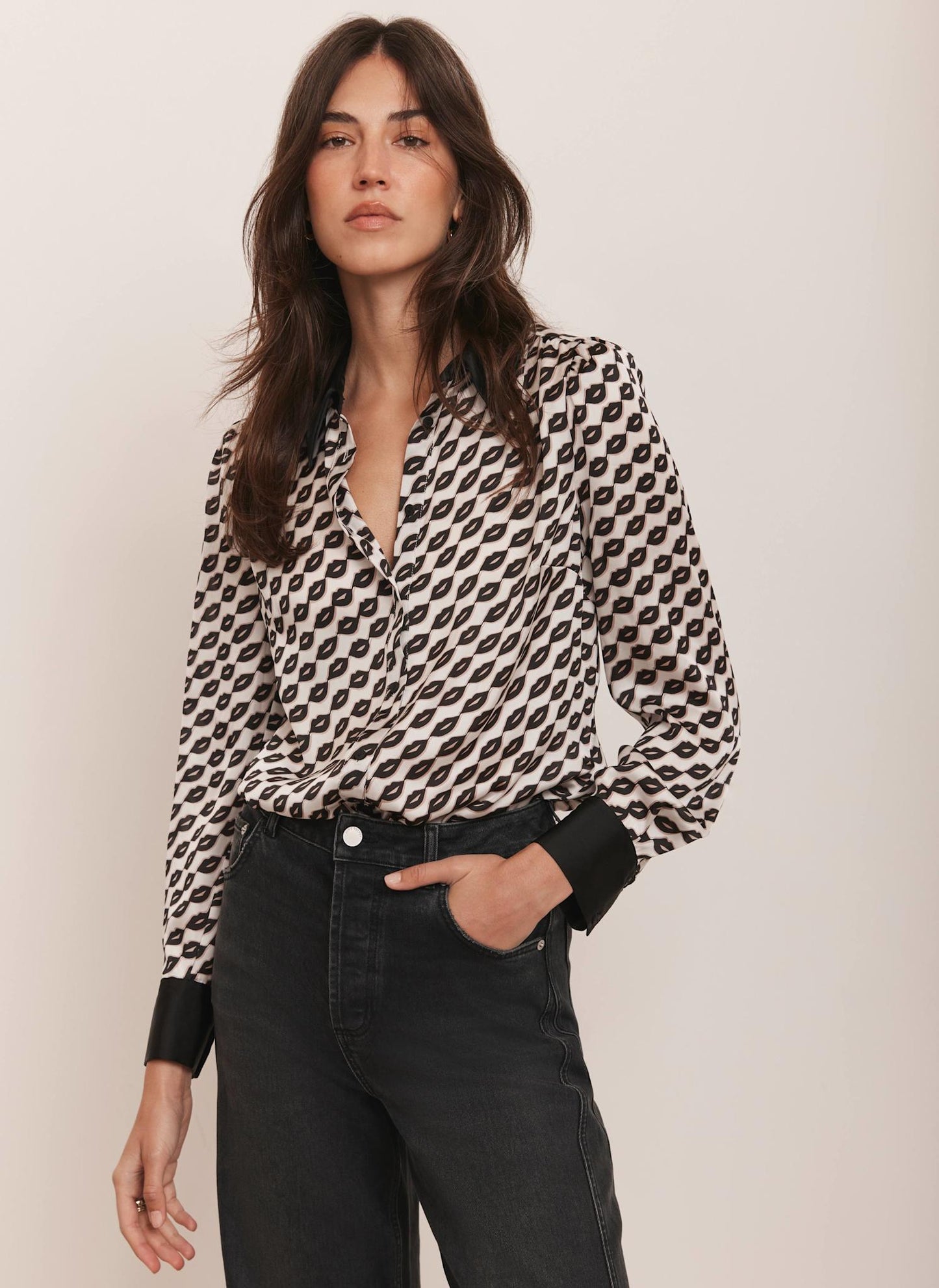 Black Lip Print Shirt