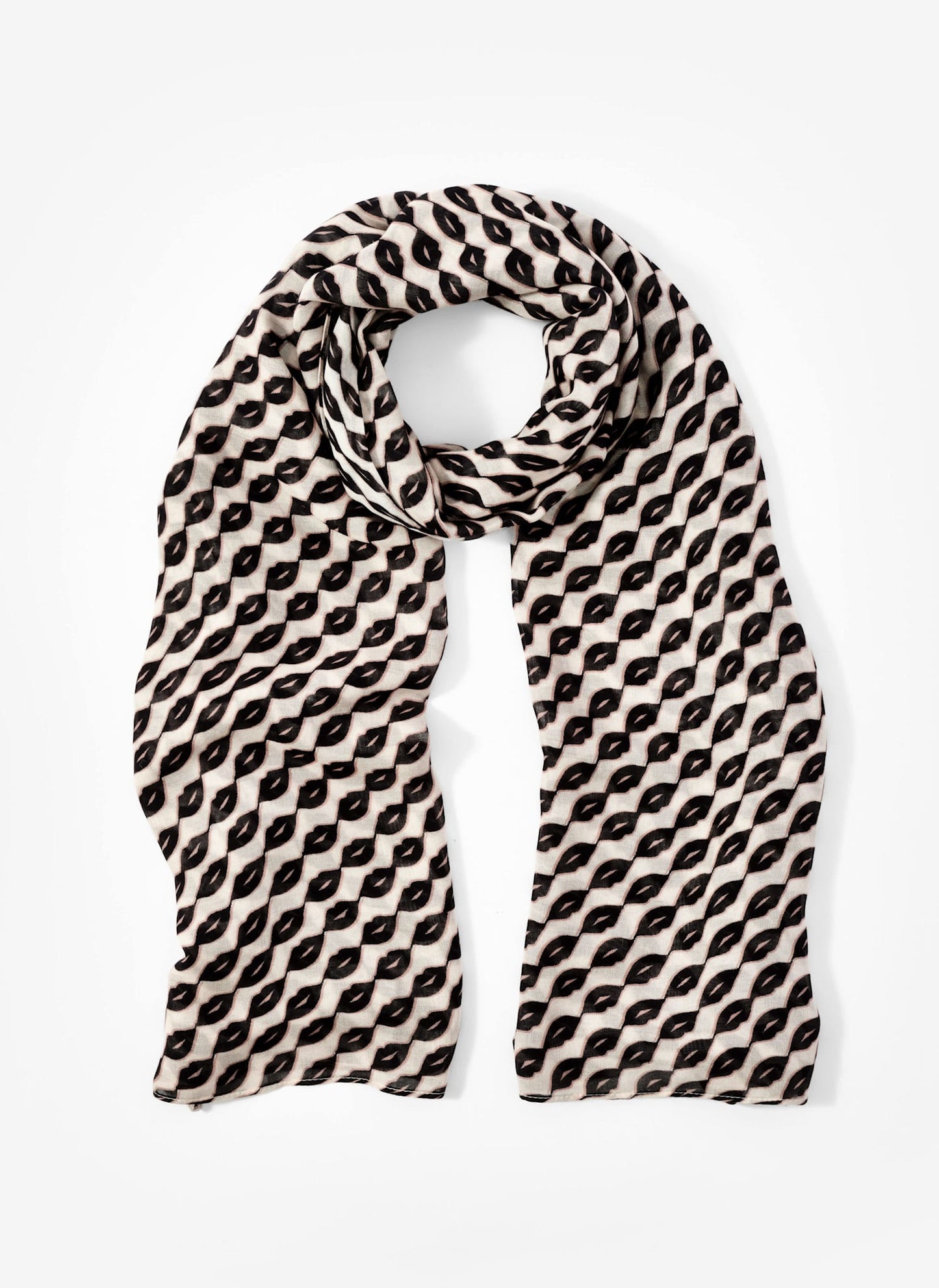 Navy Lip Print Lightweight Scarf