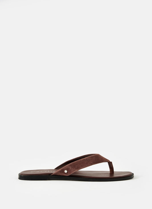 Lula Chocolate Brown Suede Flip Flops