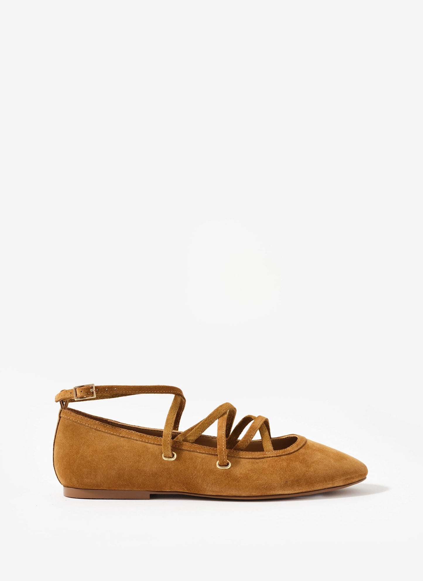 Lyra Neutral Suede Lace Up Ballet Pumps
