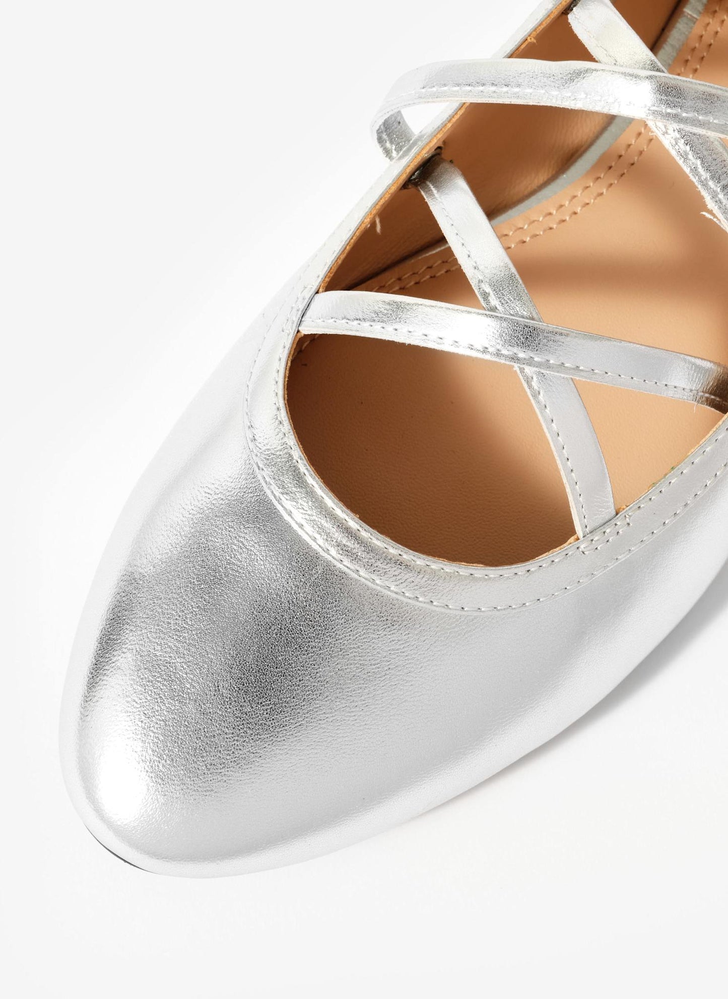 Lyra Silver Leather Lace Up Ballet Pumps
