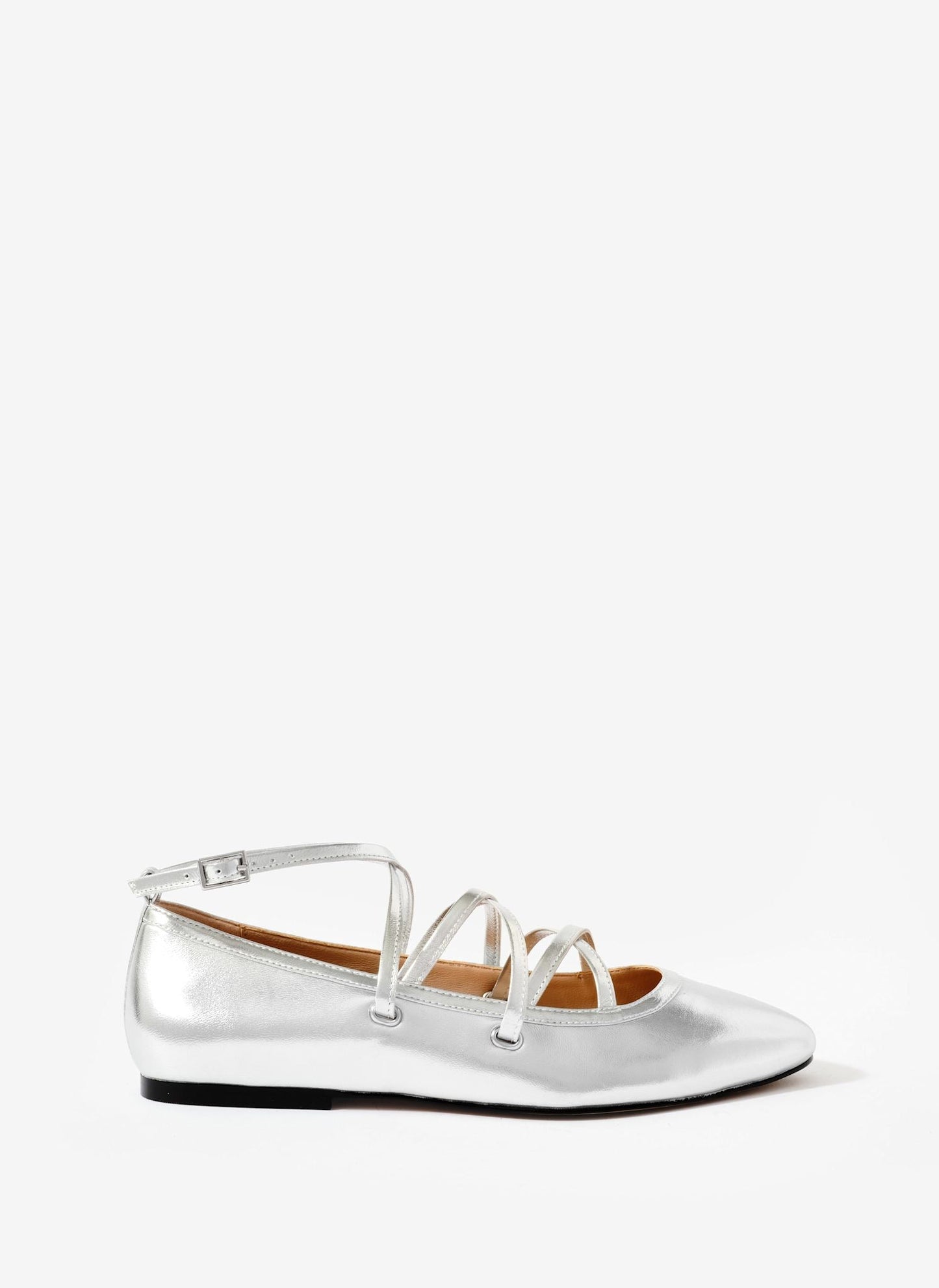 Lyra Silver Leather Lace Up Ballet Pumps